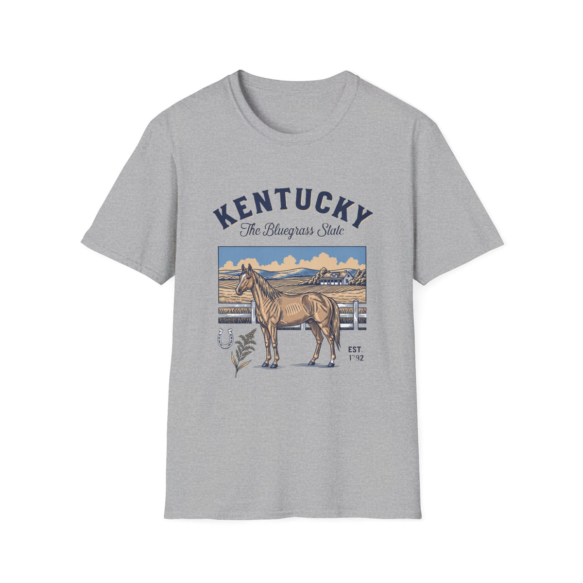 Kentucky Horse Vintage Graphic T-Shirt — The Bluegrass State Travel Tourist Graphic Tee Unisex 100 Cotton Gildan T-Shirt