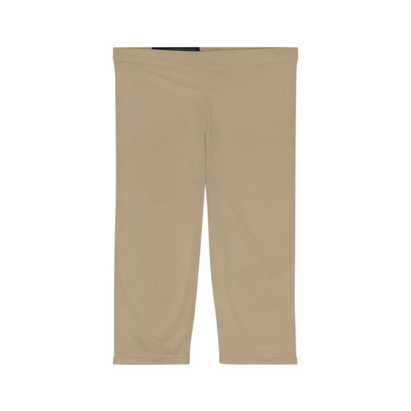 Khaki Beige Color Women's Brushed Suede Poly Span Casual Capri Leggings XS-2XL