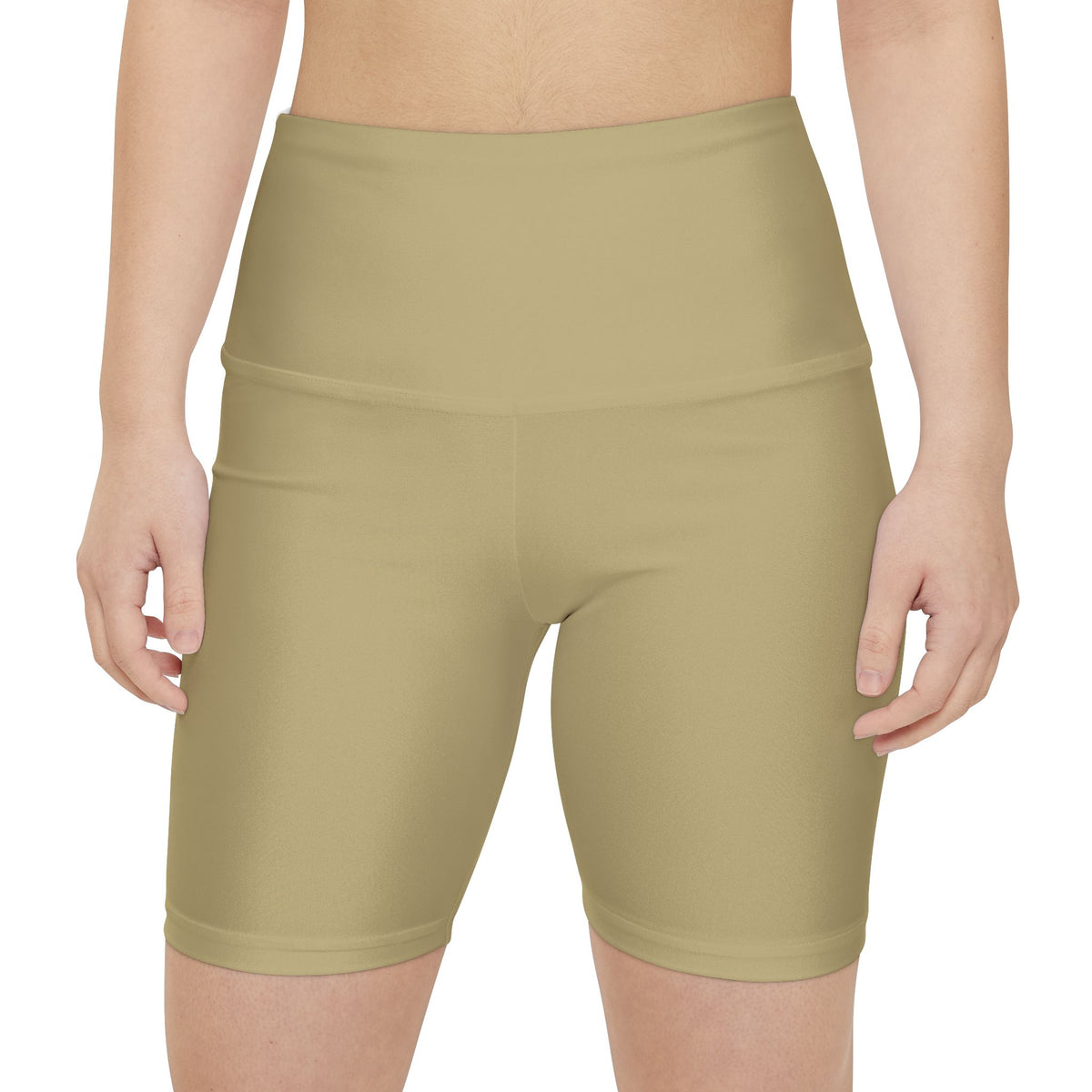 Light Sand Khaki Women's Workout Shorts — Neutral High-Waist Active Biker Shorts