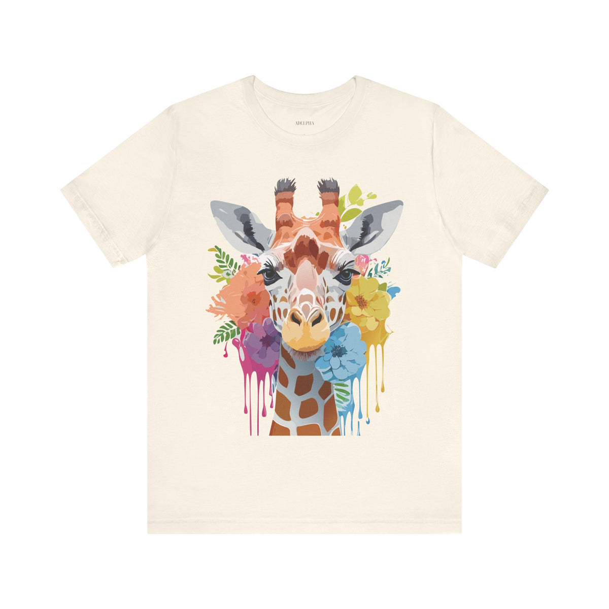 Giraffe Graphic Unisex Cotton Bella+Canvas Tee with Art Animal Design e15