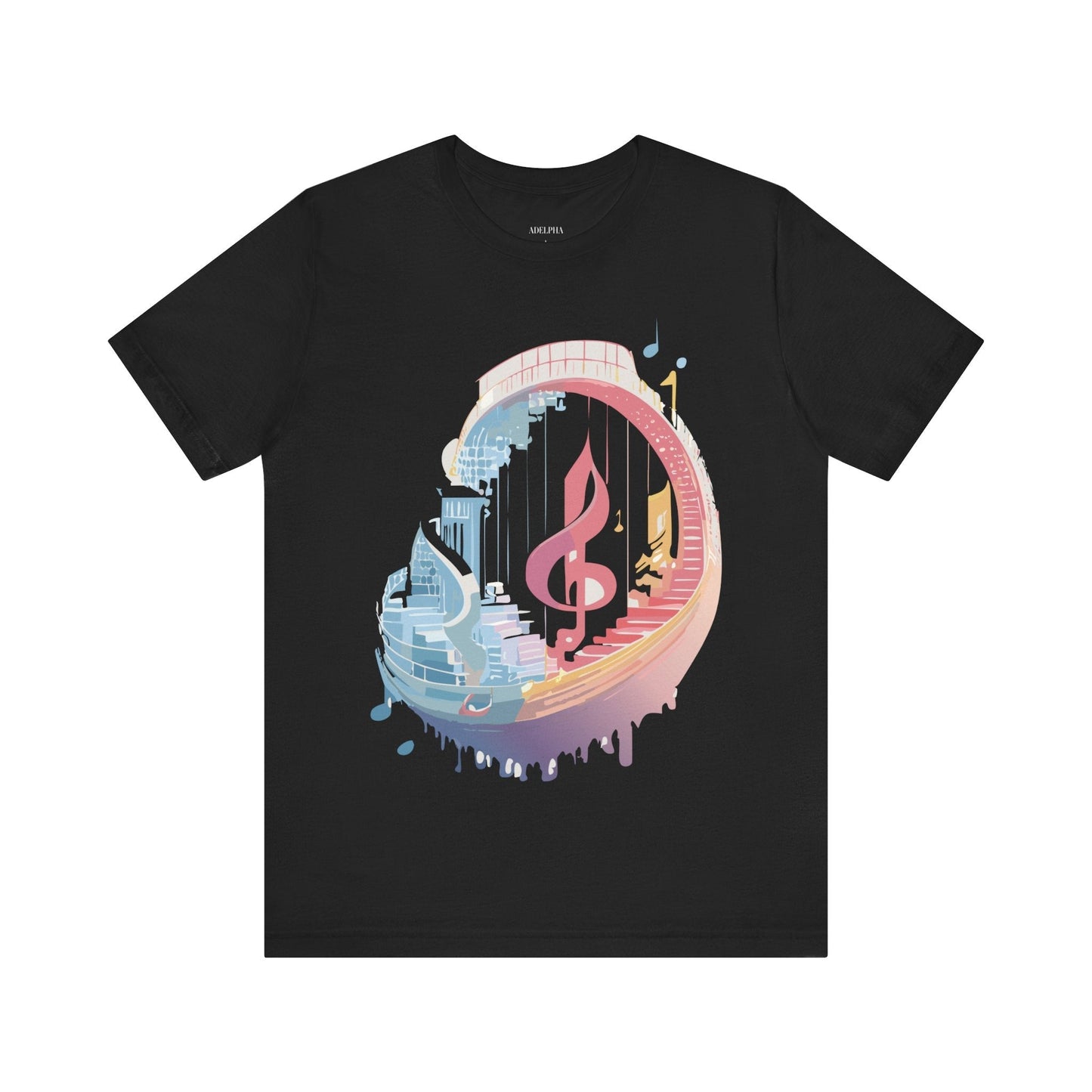 Music Graphic Unisex 100 Cotton Vintage Art with Musical Elements Tee 33