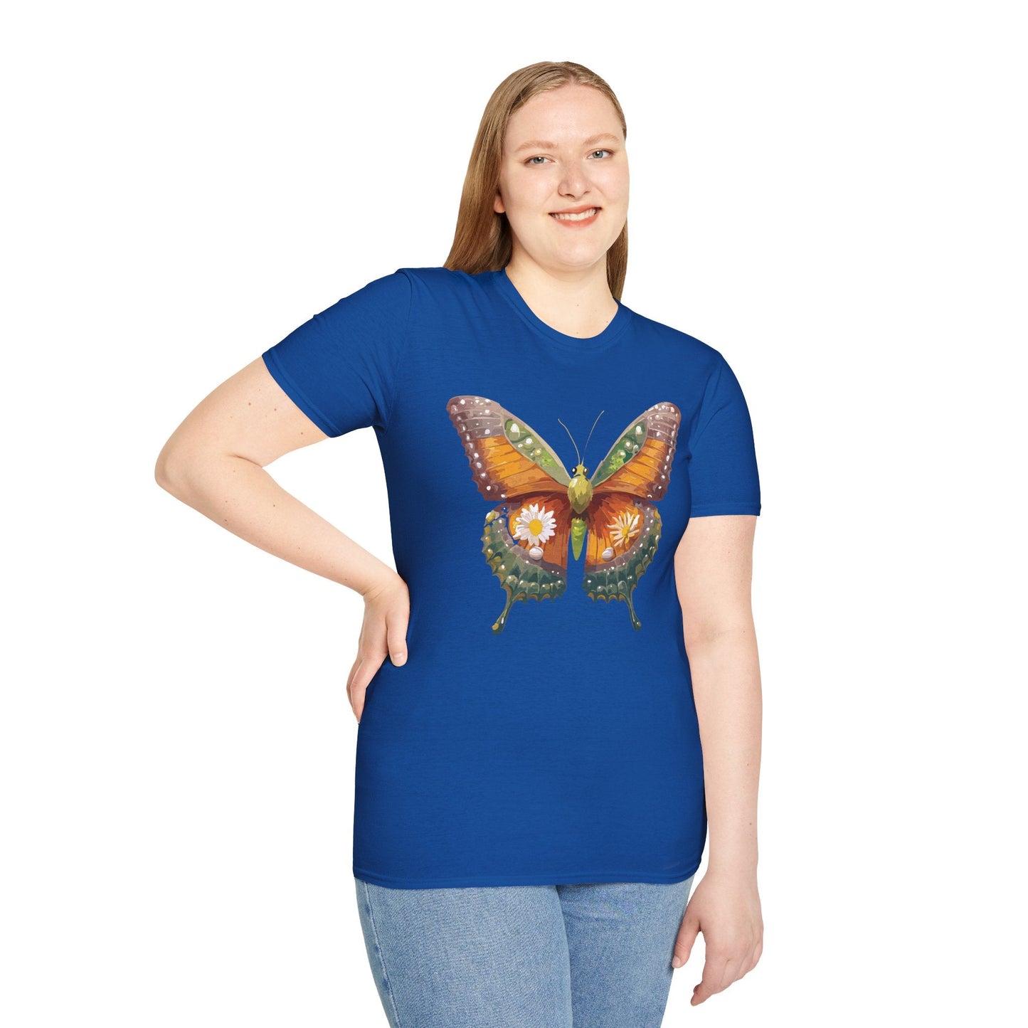 Butterfly T Shirt Unisex Monarch Shirt Gildan Softstyle 64000 100 Percent Ring Spun Cotton