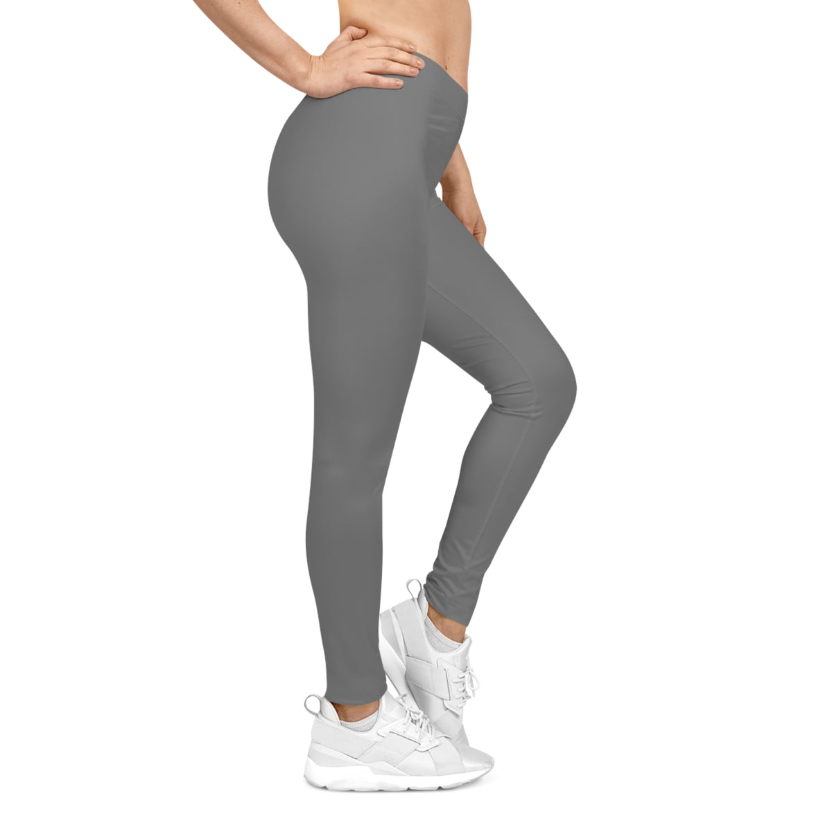 True Grey Color Women's Poly-Span Casual Leggings Print Everyday Activewear Pants