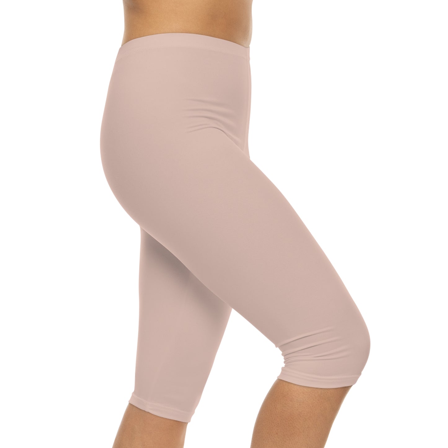 Almond Silk Color Women's Brushed Suede Poly Span Casual Capri Leggings XS-2XL