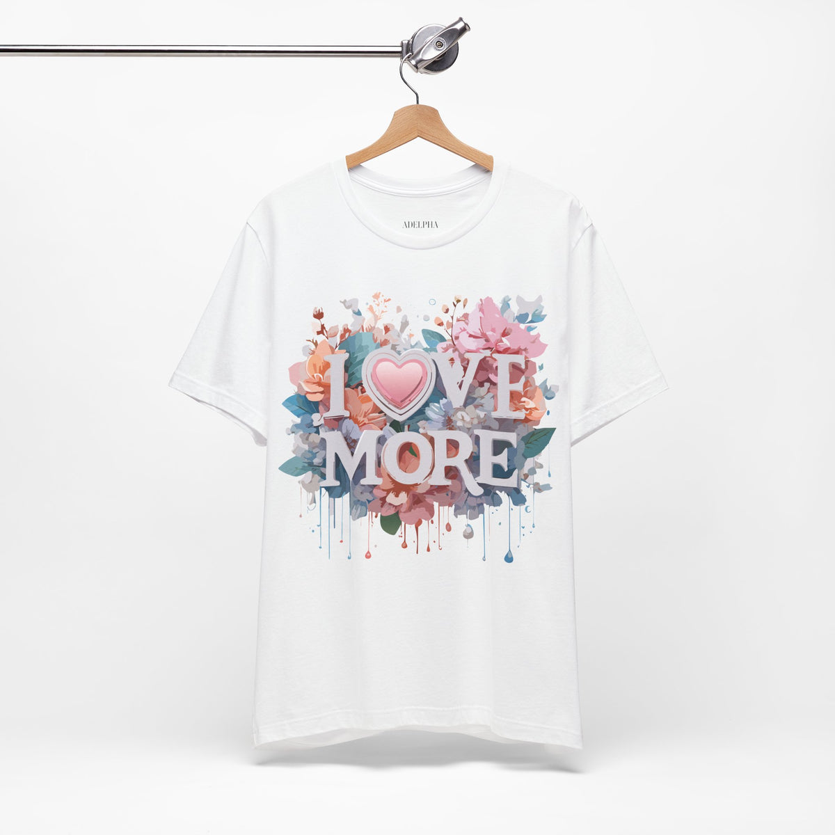 Valentine's Day Graphic Unisex Cotton Bella+Canvas Tee with Floral Art Design d139