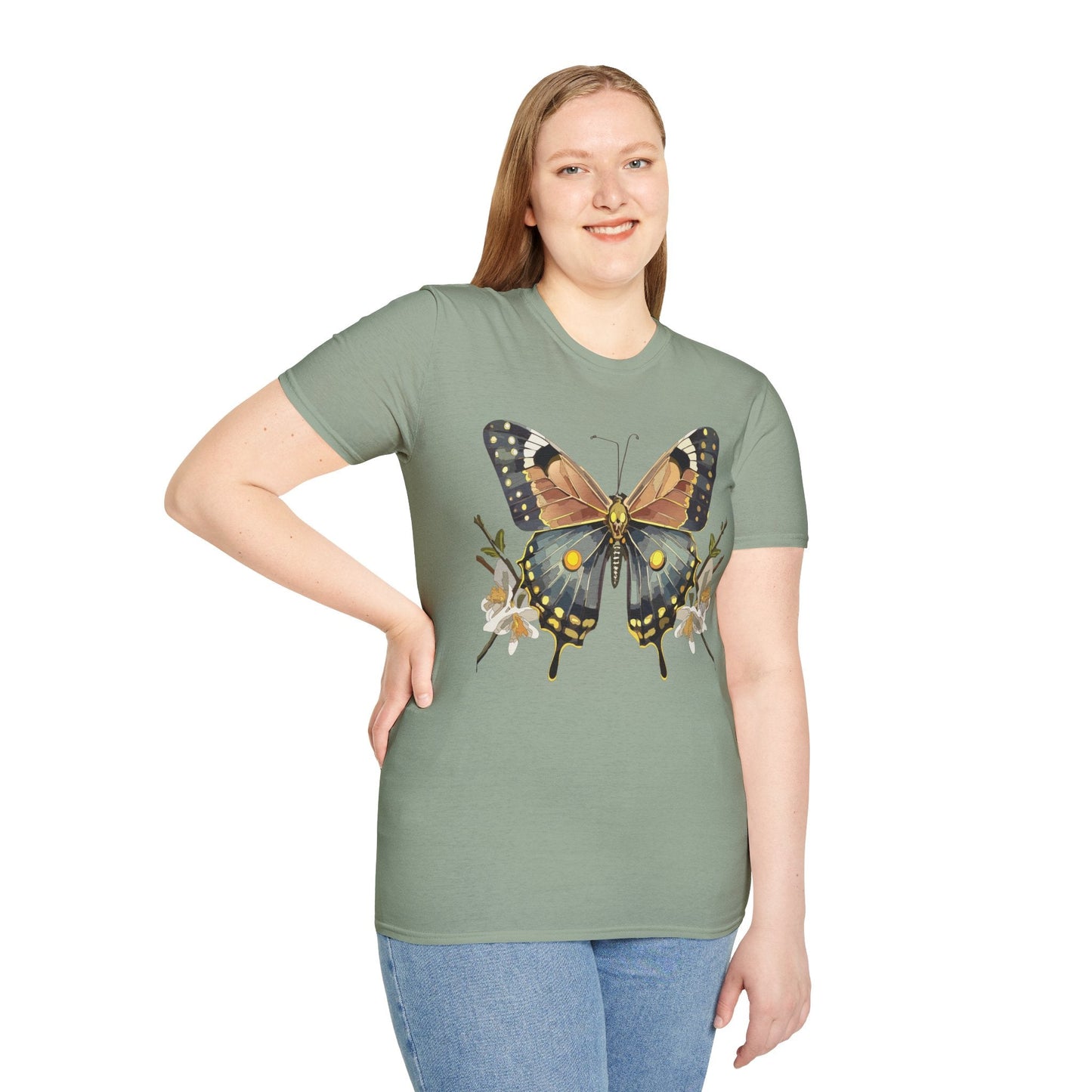 Butterfly Shirt Unisex Gildan Softstyle T Shirt Monarch Butterfly Tee 100 Percent Ring Spun Cotton