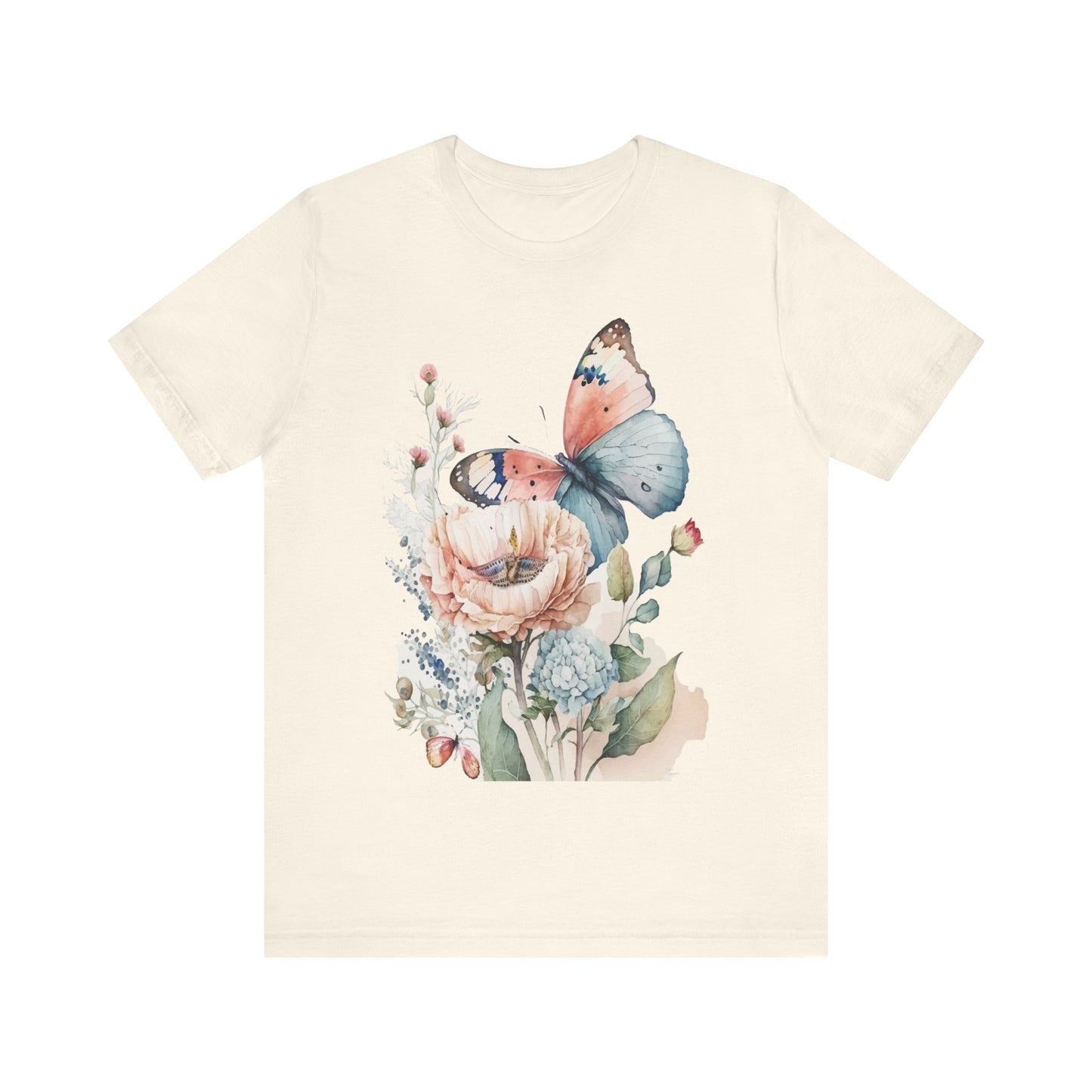 Cotton Tee Shirt with Butterfly Prints