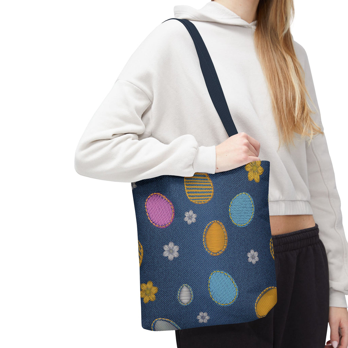 Easter Graphic Design Denim Fabric Imitation Print Unisex Canvas Bag Poly Spun 3 Sizes Tote Bag 204-14