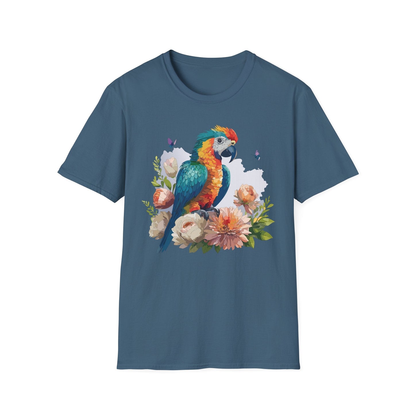 Bird T Shirt Floral Bird Print Unisex Softstyle Cotton Tee Animal Graphic Tee For Everyday Wear