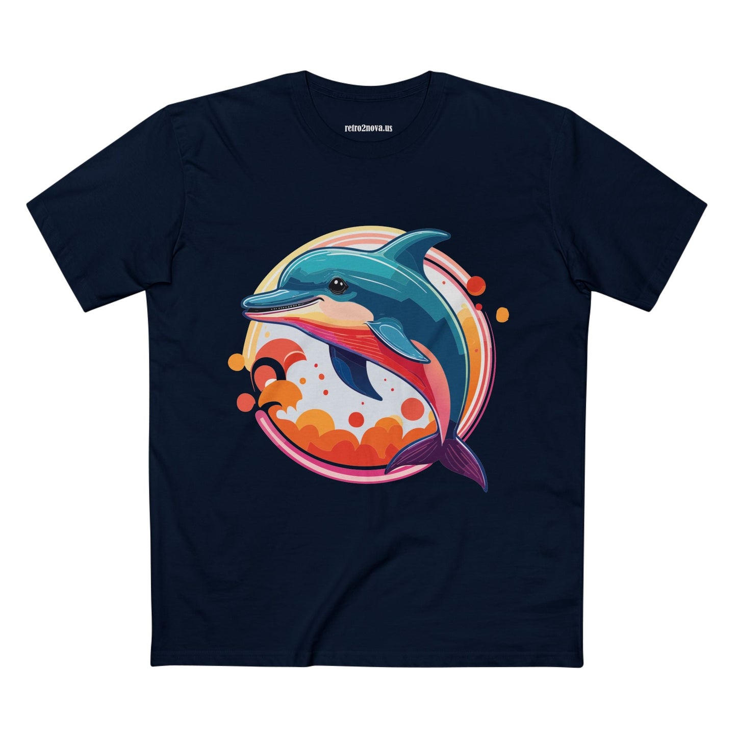 Dolphin Art Shirt Unisex Premium Cotton Tee By Retro2Nova Original Ocean Animal Design For Everyday Comfort