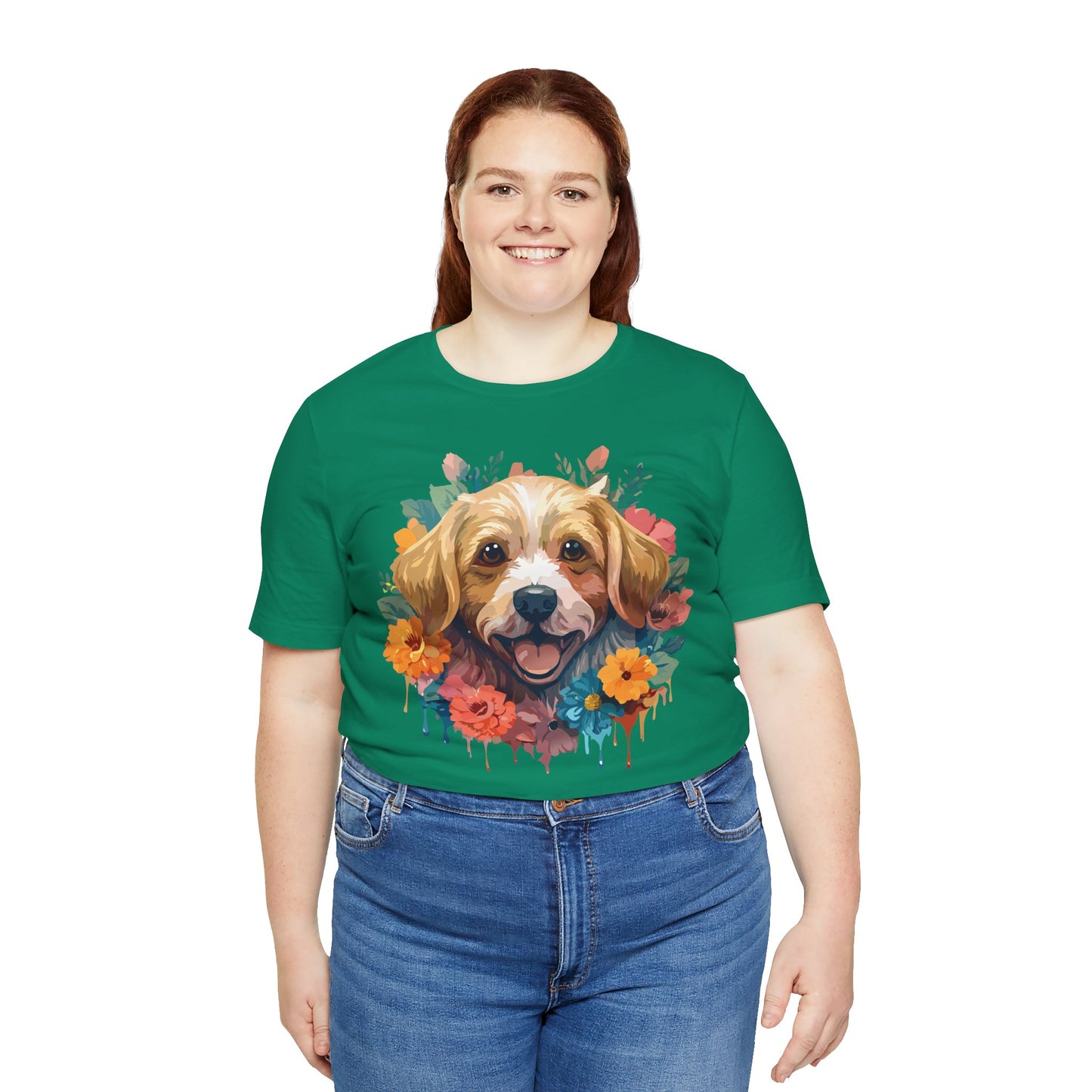 Floral Dog Tee, Animal Shirt, Dog Shirt, Floral Tee, Flower T-shirt, T-Shirt with Animal, Summer Top with Art Design