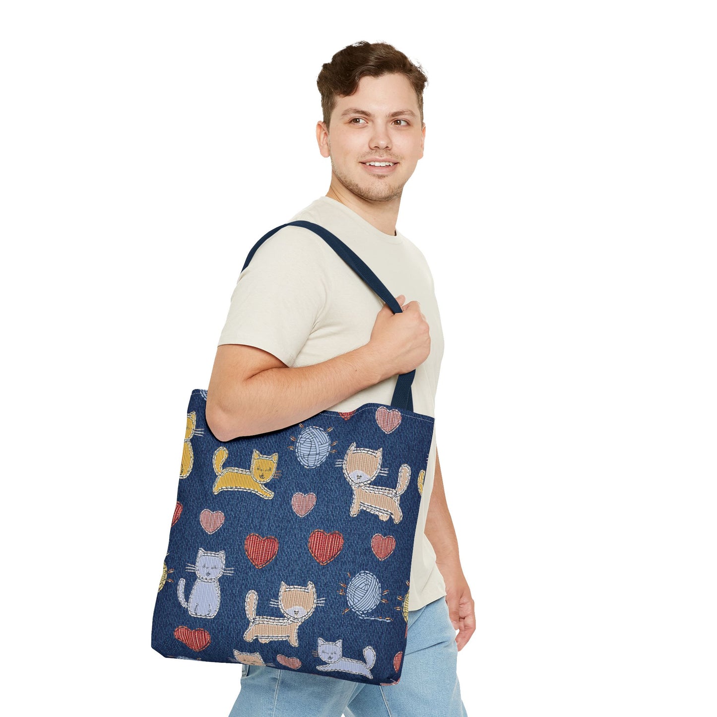Love Day Graphic Design Denim Fabric Imitation Print Unisex Canvas Bag POLY 3 Sizes Tote Bag 201-8