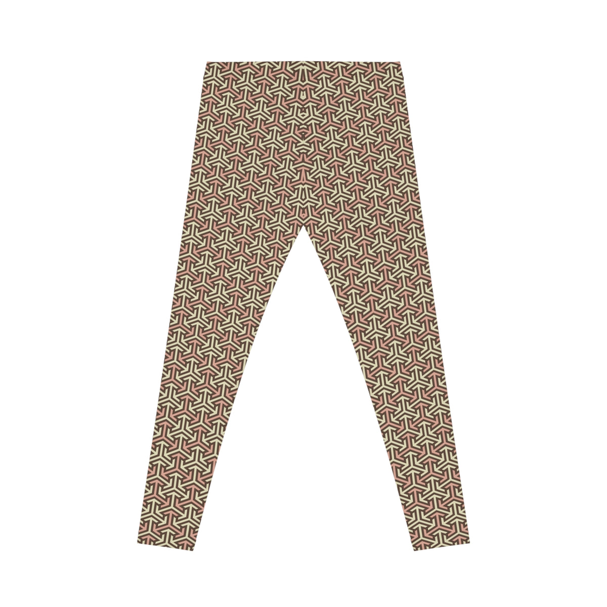 Two Tone Beige Tan Color Women's Poly-Span Casual Leggings XS-2XL