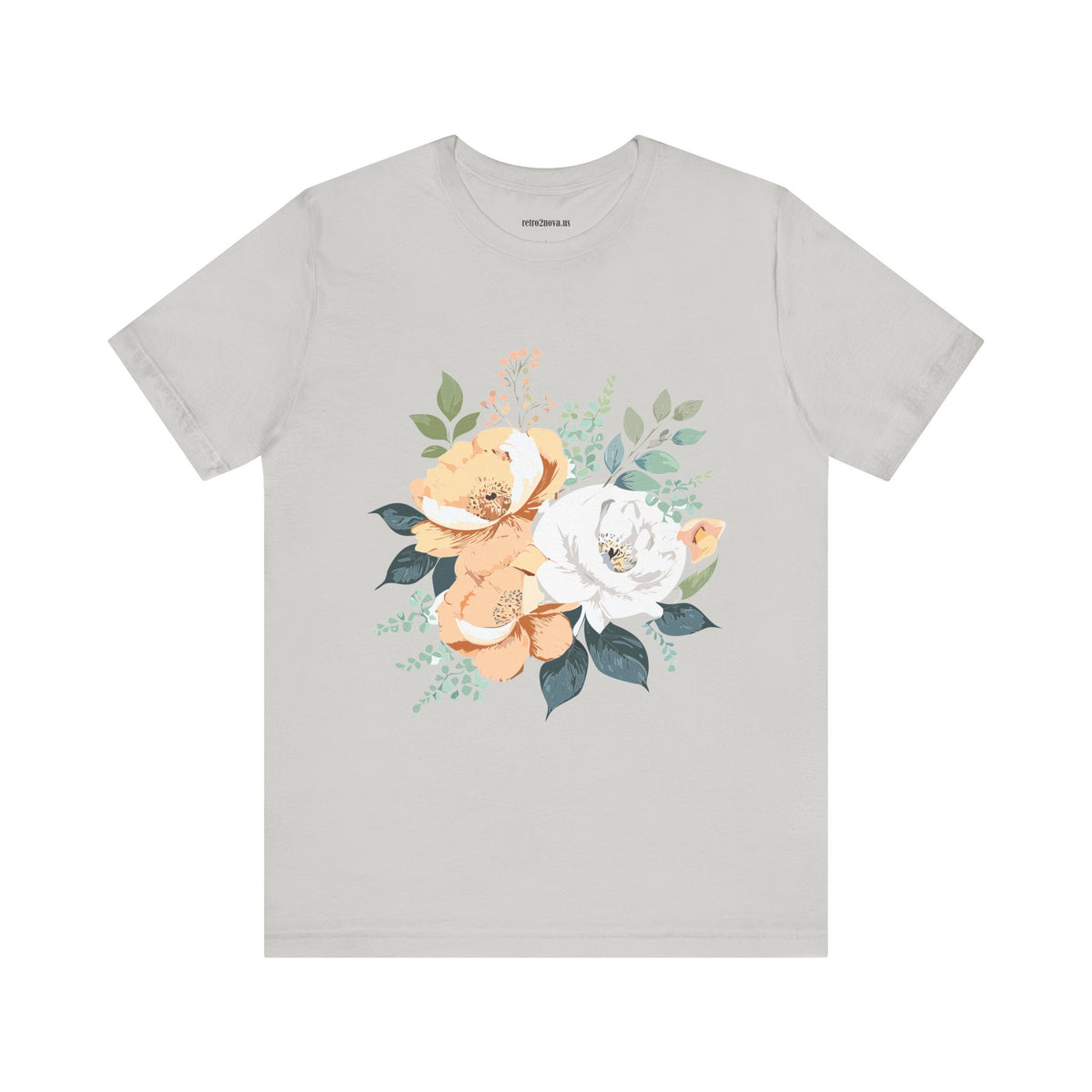 Floral Graphic Unisex Cotton Bella+Canvas Tee with Flowers Design ab14