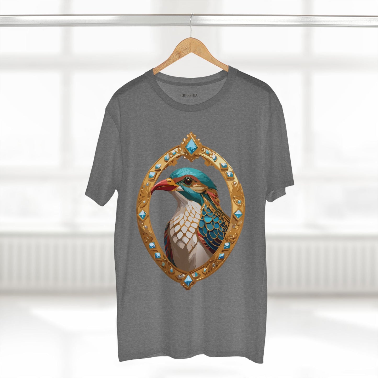 Bird Graphic Unisex 100 Cotton Tee With Unique Animal Golden Medallion Art Design 22