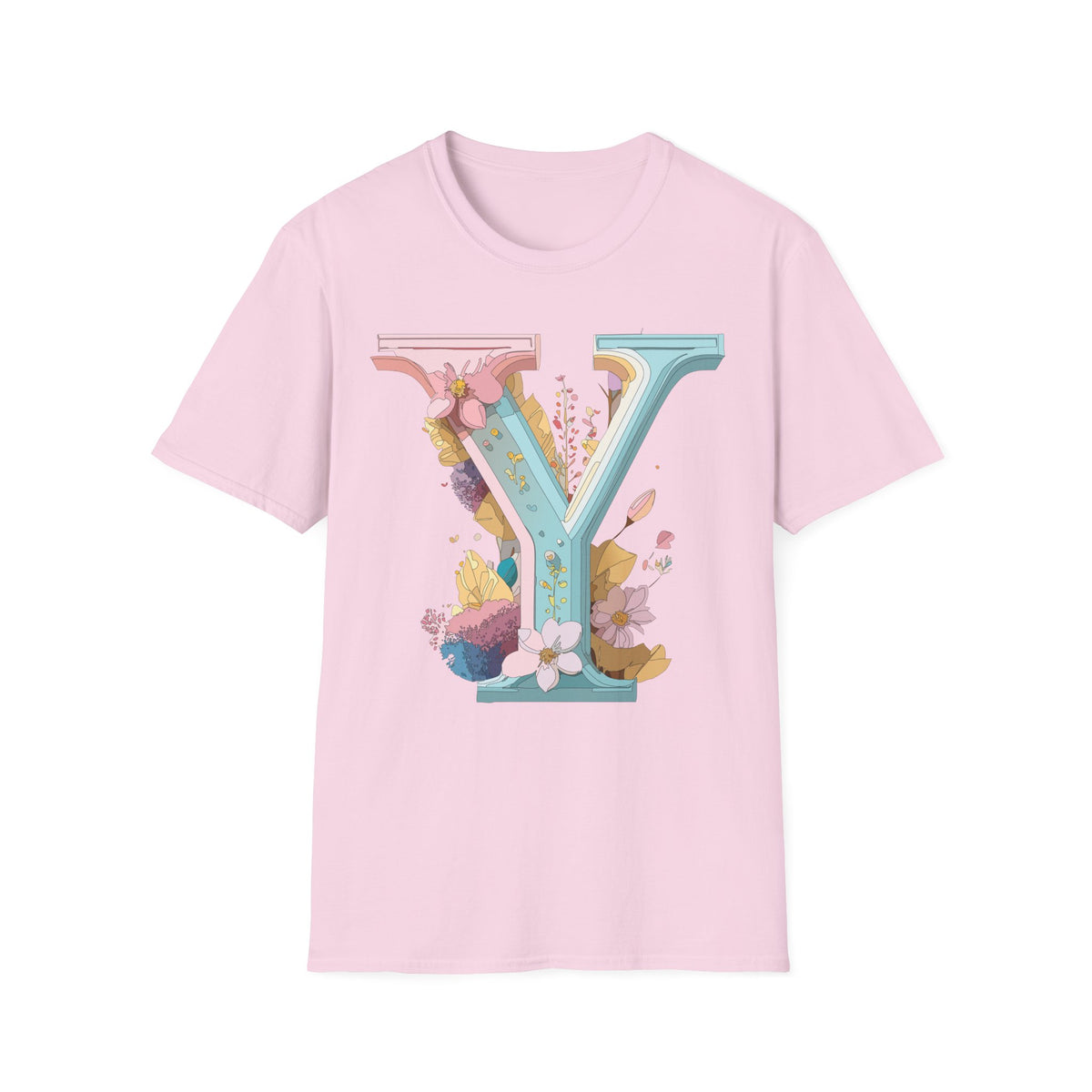 Floral Letter V T-Shirt | Pastel Monogram Tee