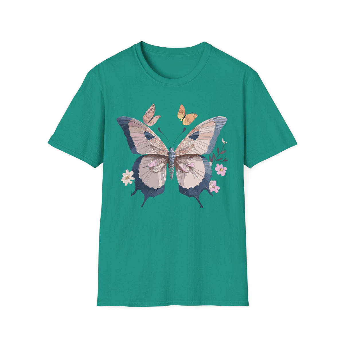 Pastel Butterfly Floral Wings Graphic Design Unisex 100 Cotton Gildan T-Shirt