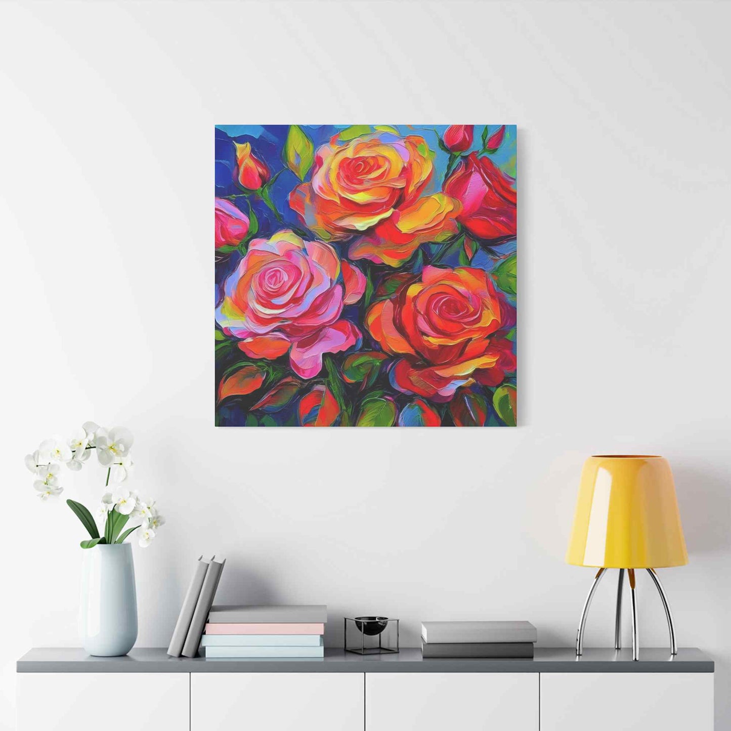 Orange Roses Print Canvas, Roses Oil Paint Print 20x20, 24x24, 30x30, 32x32, 36x36, Floral Art Design Print Non-Frame MC-18