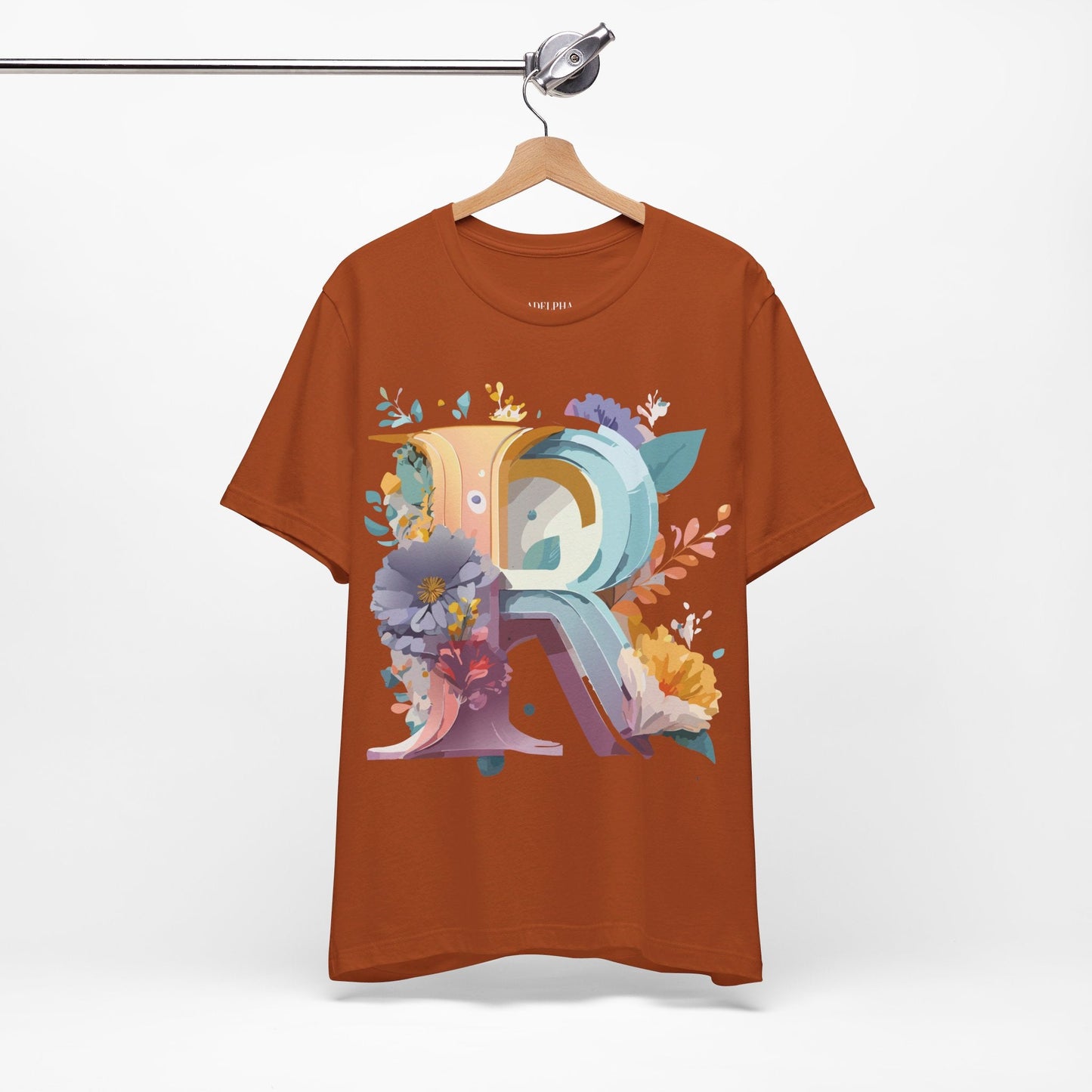 Letter R Graphic Tee Unisex Short Sleeve Vintage Inspired Shirt By Adelpha Art Design Tee
