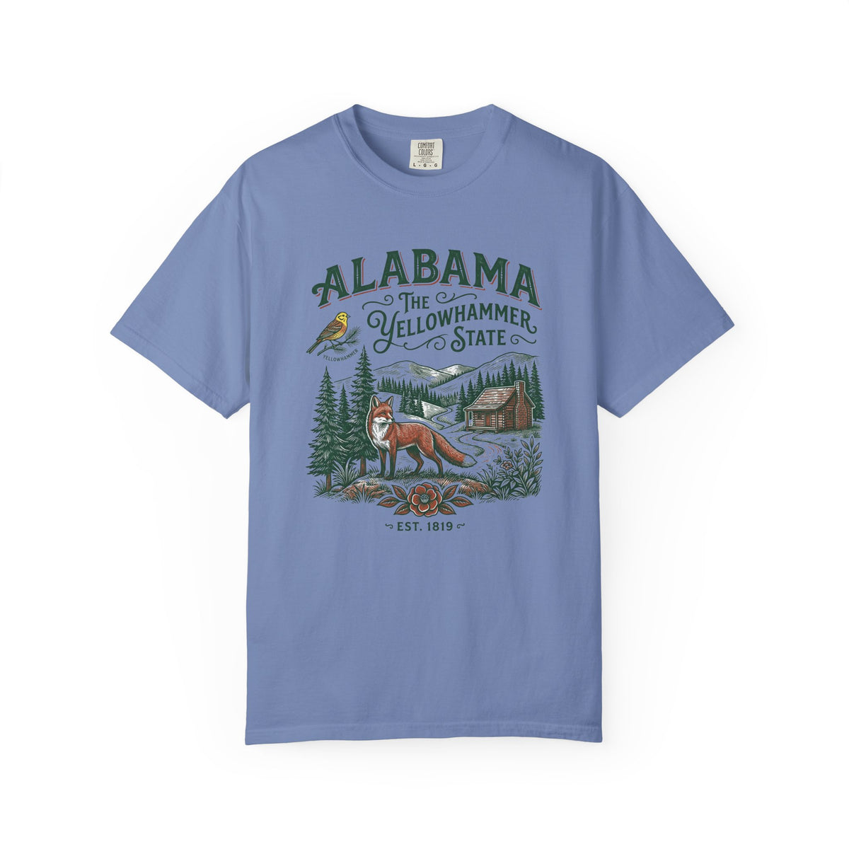 Alabama Graphic Unisex Heavyweight Garment-Dyed Travel Tourist Graphic Gift Tee Unisex 100 Cotton Comfort Colors T-Shirt