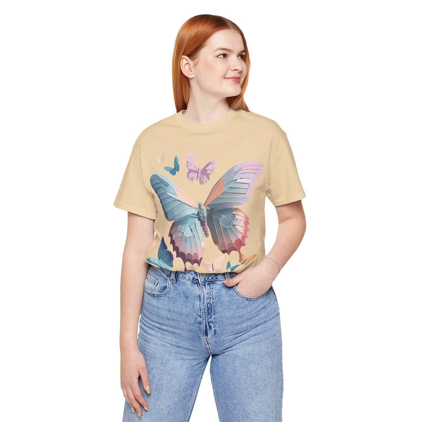 Butterfly Graphic Short Sleeve Tee Unisex Vintage Art Shirt By Adelpha