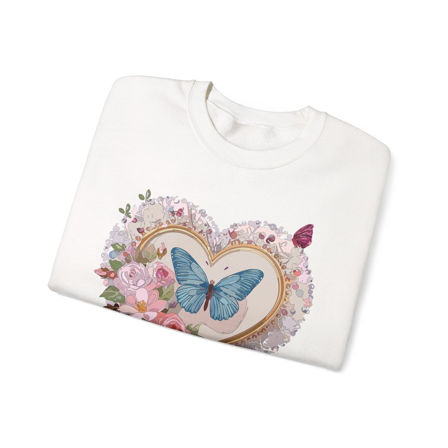 Floral Heart Unisex Crewneck Sweatshirt Valentines Floral Love Gildan 18000 Heavy Blend