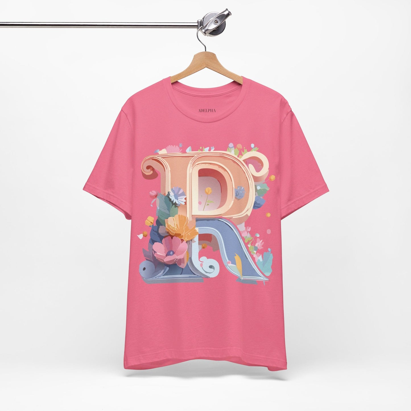 Letter R  Graphic Tee Unisex Short Sleeve Vintage Art Design Tee