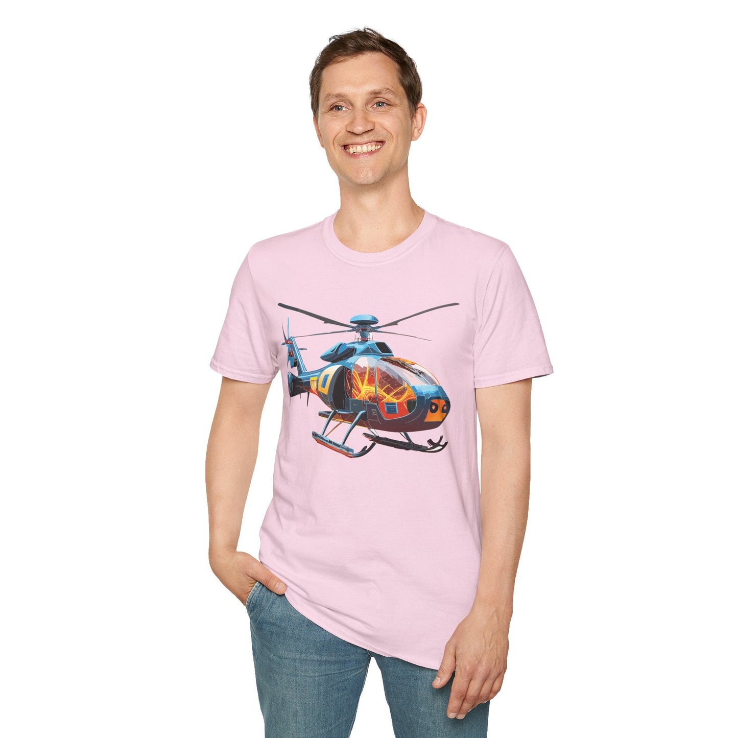 Helicopter Chopper Shirt Unisex Gildan Softstyle 64000 Short Sleeve Tee For Everyday Wear