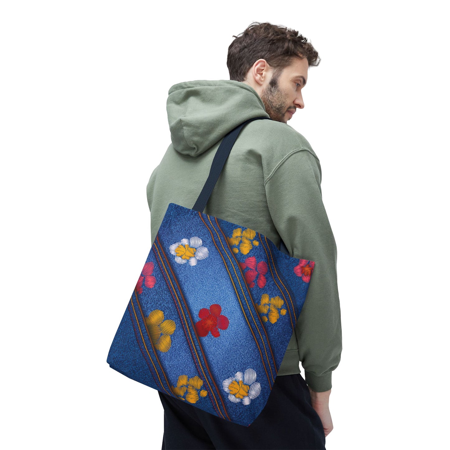Denim Fabric Imitation Print Unisex Canvas Bag Poly Spun 3 Sizes Tote Bag 135