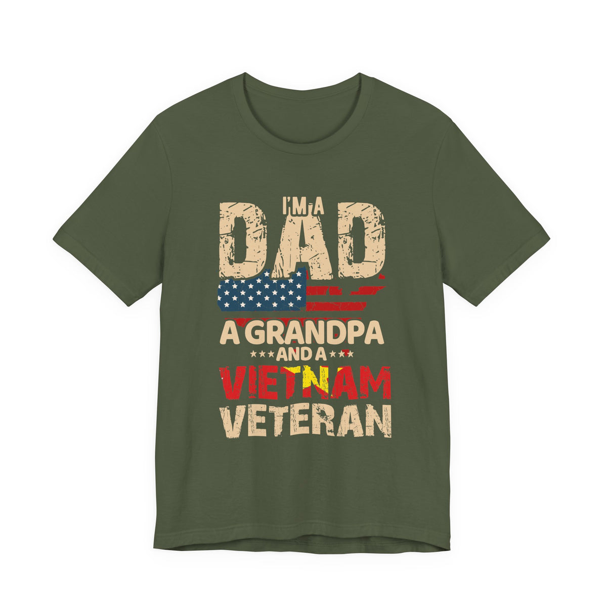 I'm a Dad a Grandpa and a Vietnam Veteran T-Shirt American Flag Patriotic Unisex Cotton Tee v3