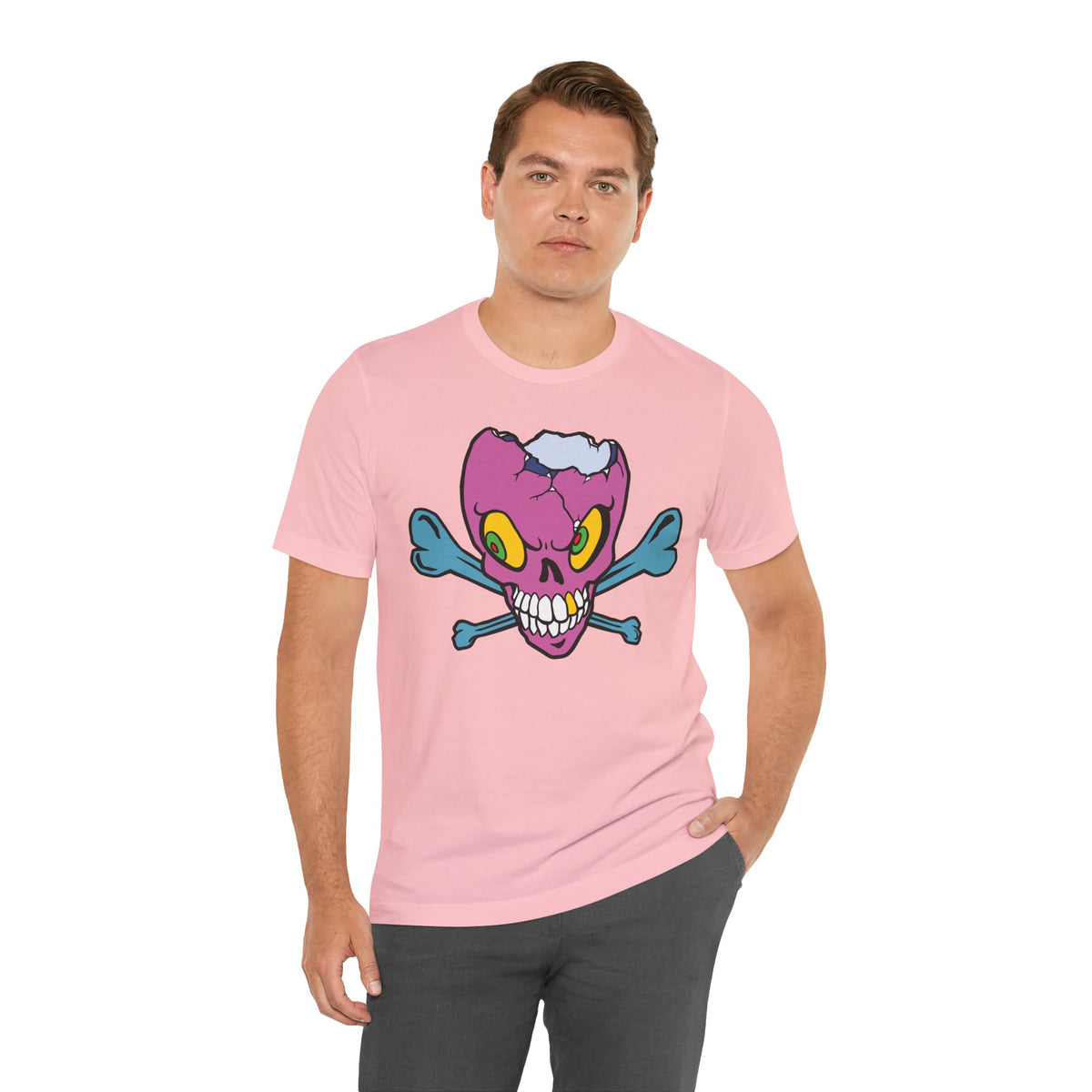 Purple Skull Graphic Design Tee, Skull Shirt, Vintage Tees, Art Design T-Shirt, Vintage Graphic Tee, Art Shirts with Skulls 5