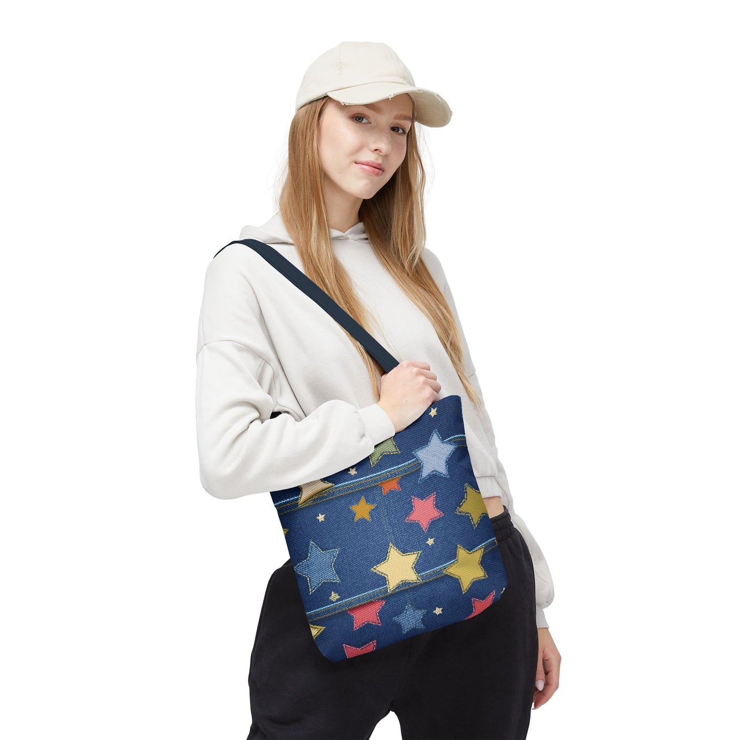 Denim Fabric Imitation Print Unisex Canvas Bag Poly Spun 3 Sizes Tote Bag 181-5