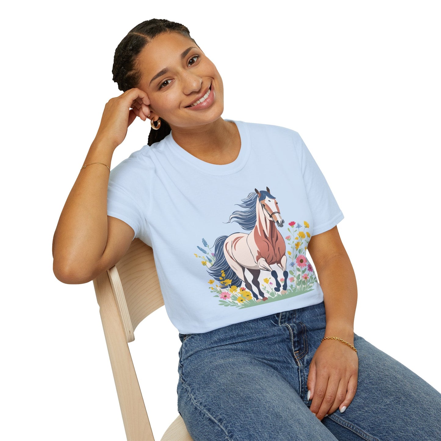 Unisex Horse Tee Softstyle Cotton Shirt With Animals Design Graphic