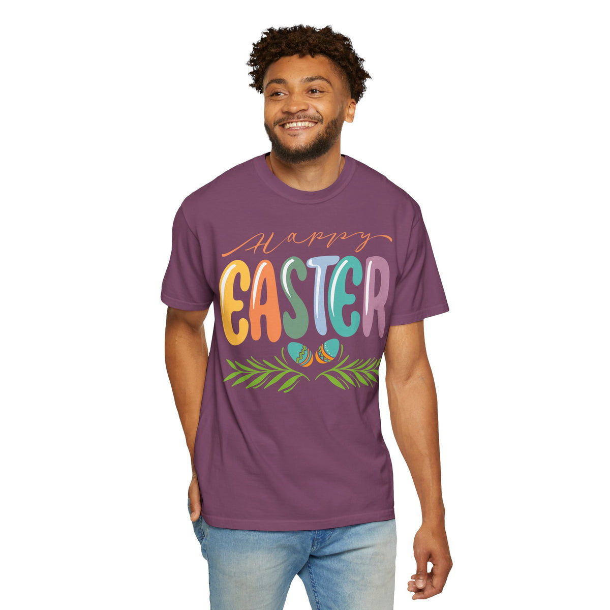 Happy Easter T-Shirt, Tee Shirt with Easter Signature, T Shirt with Easter Prints, Tee Shirt with Easter Design