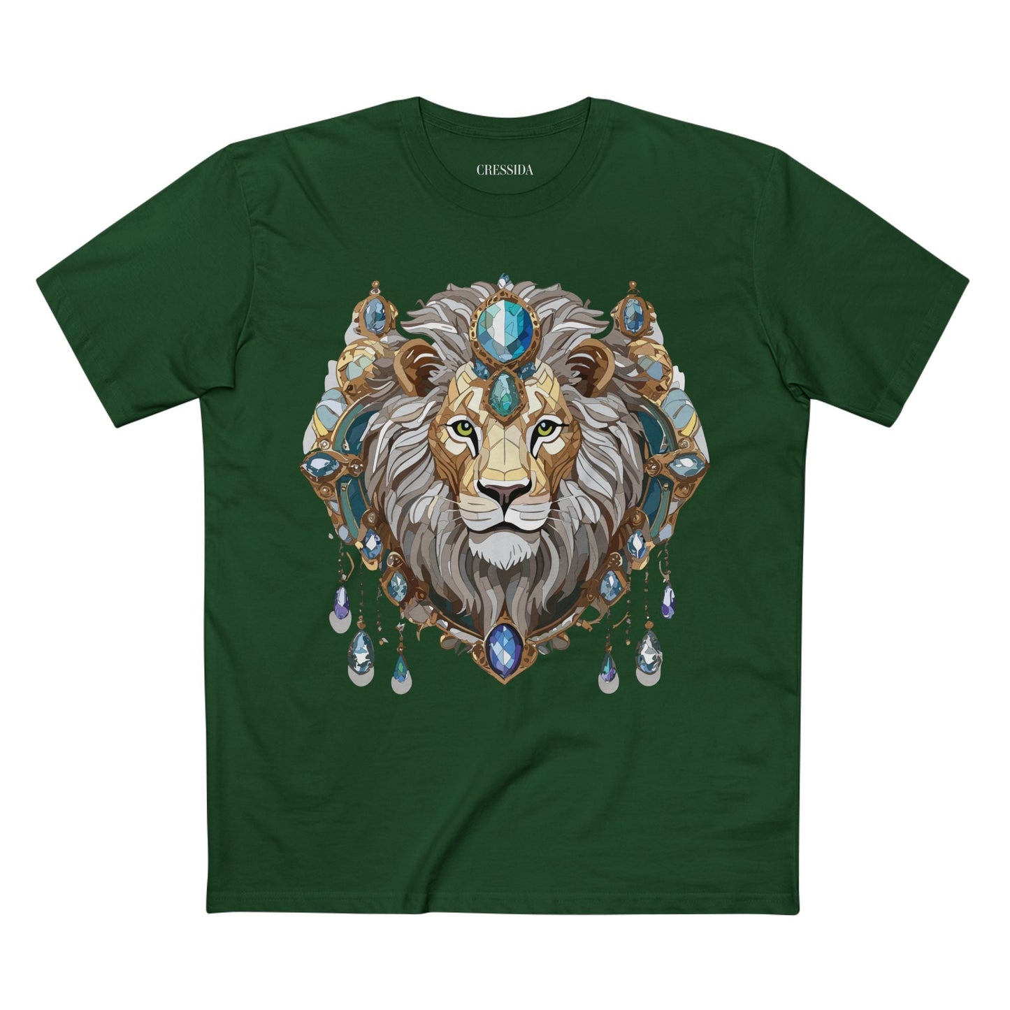 Lion Graphic Unisex 100 Cotton Tee With Unique Animal Golden Medallion Art Design 61