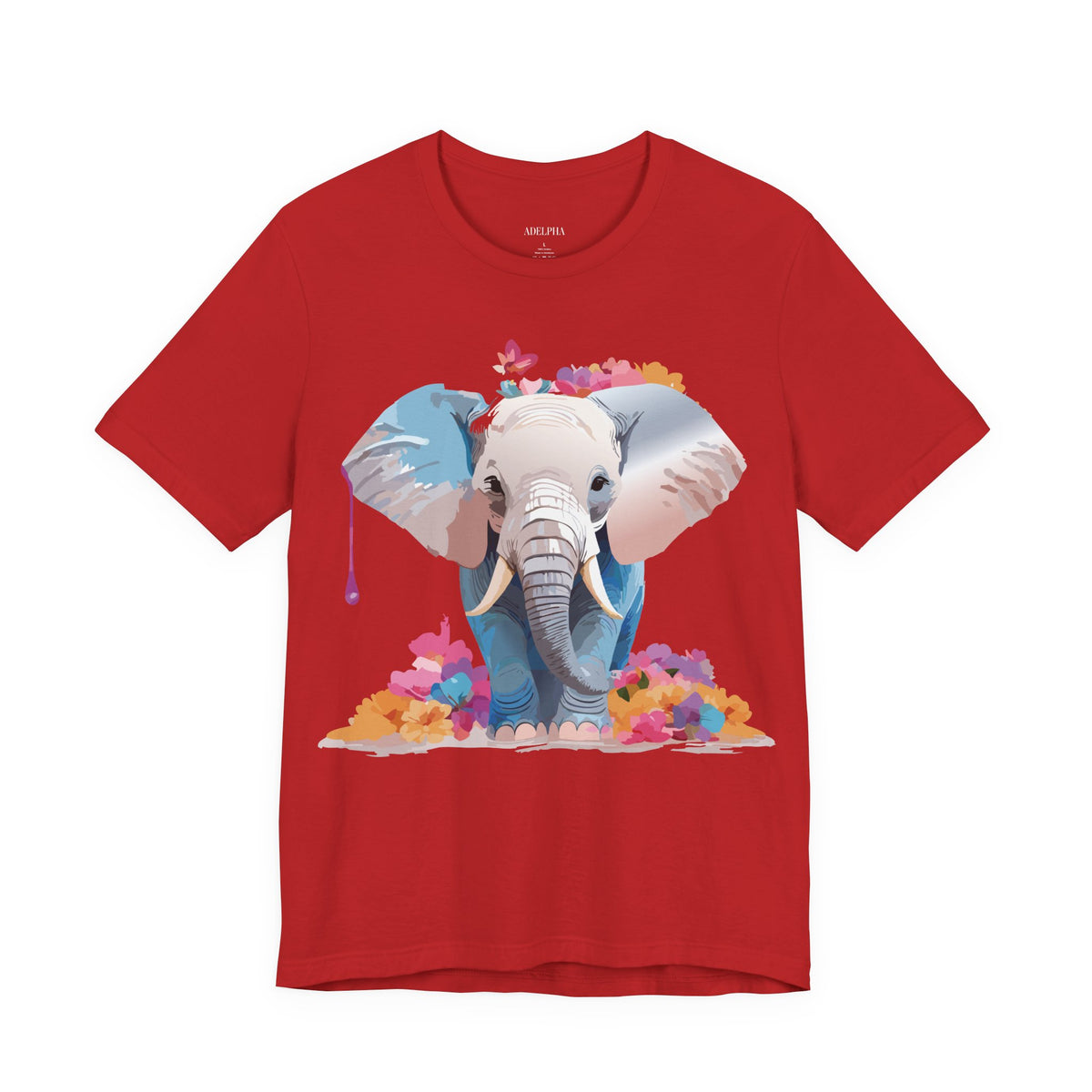 Elephant Graphic Unisex Cotton Bella+Canvas Tee with Art Animal Design e128