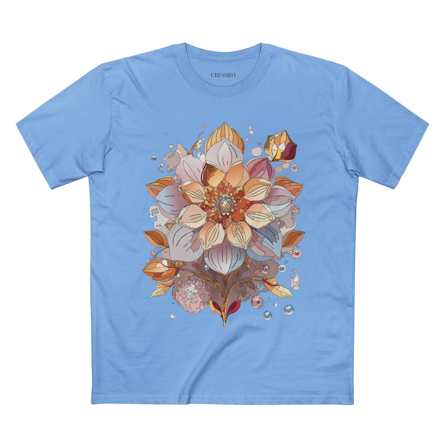 Floral Graphic T-Shirt Unisex 100 Cotton Art Design with Antique Flowers Tee 5