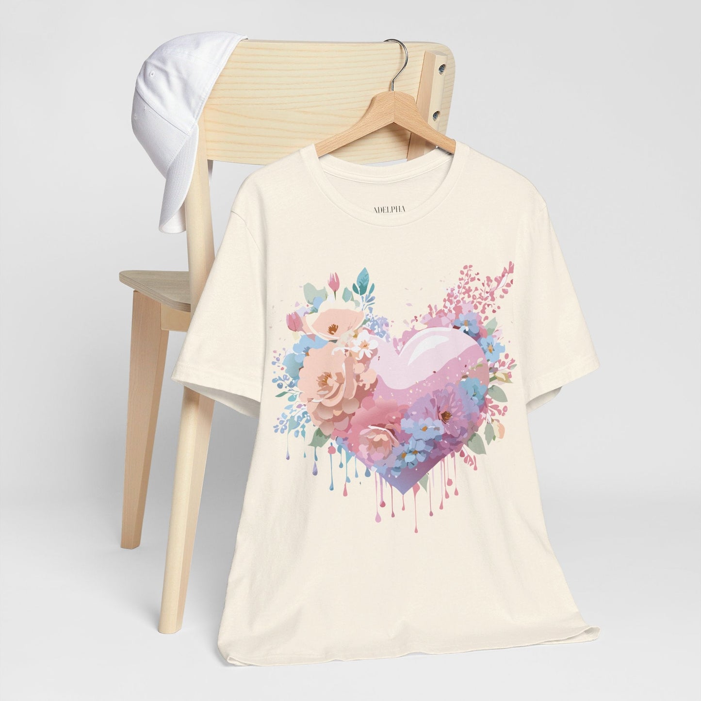 Valentine Day Graphic Unisex 100 Cotton Vintage Artwork with Love and Flower Design Tee 29