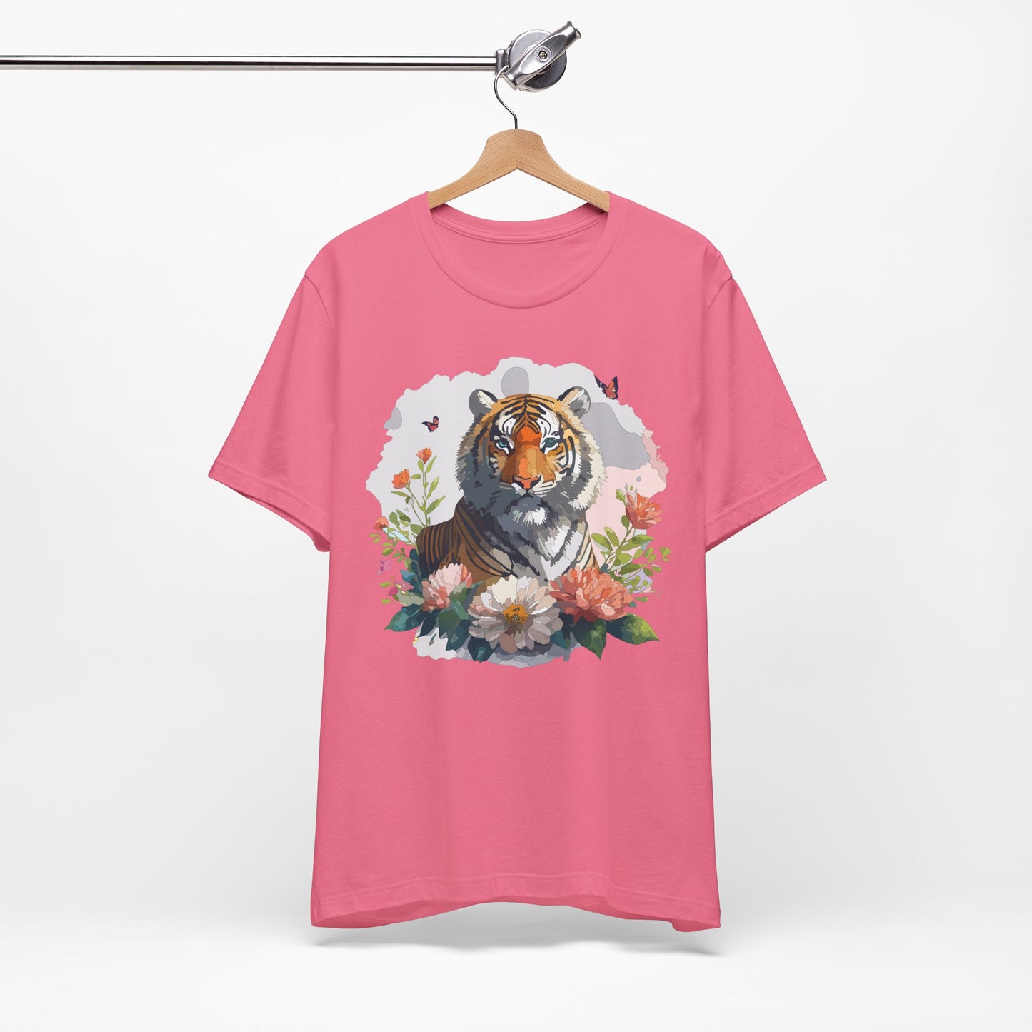 Floral Tiger Graphic Tee, Animal Shirt, Tiger Shirt, Flower Top, T-Shirt with Animal, Art Design