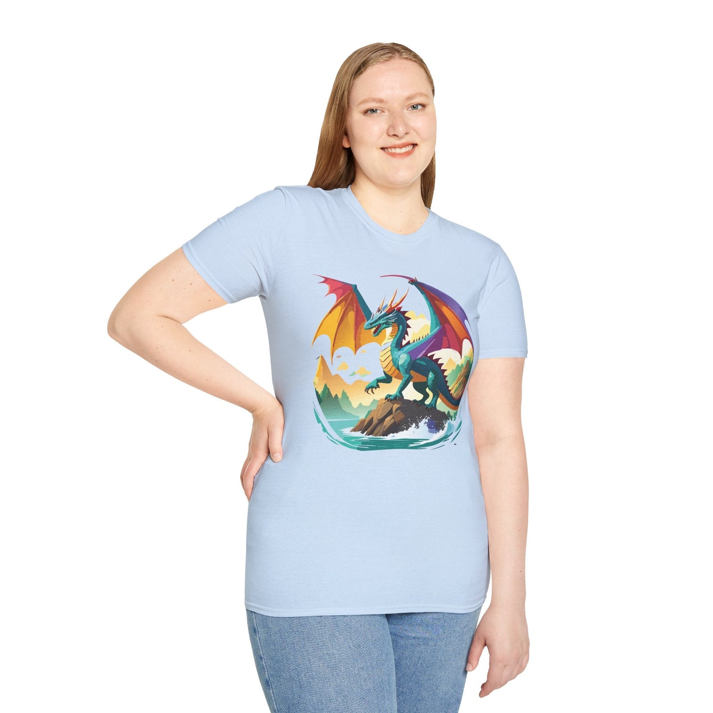 Dragon T Shirt Unisex Dragon Shirt Animal Design Softstyle Tee 100 Percent Cotton
