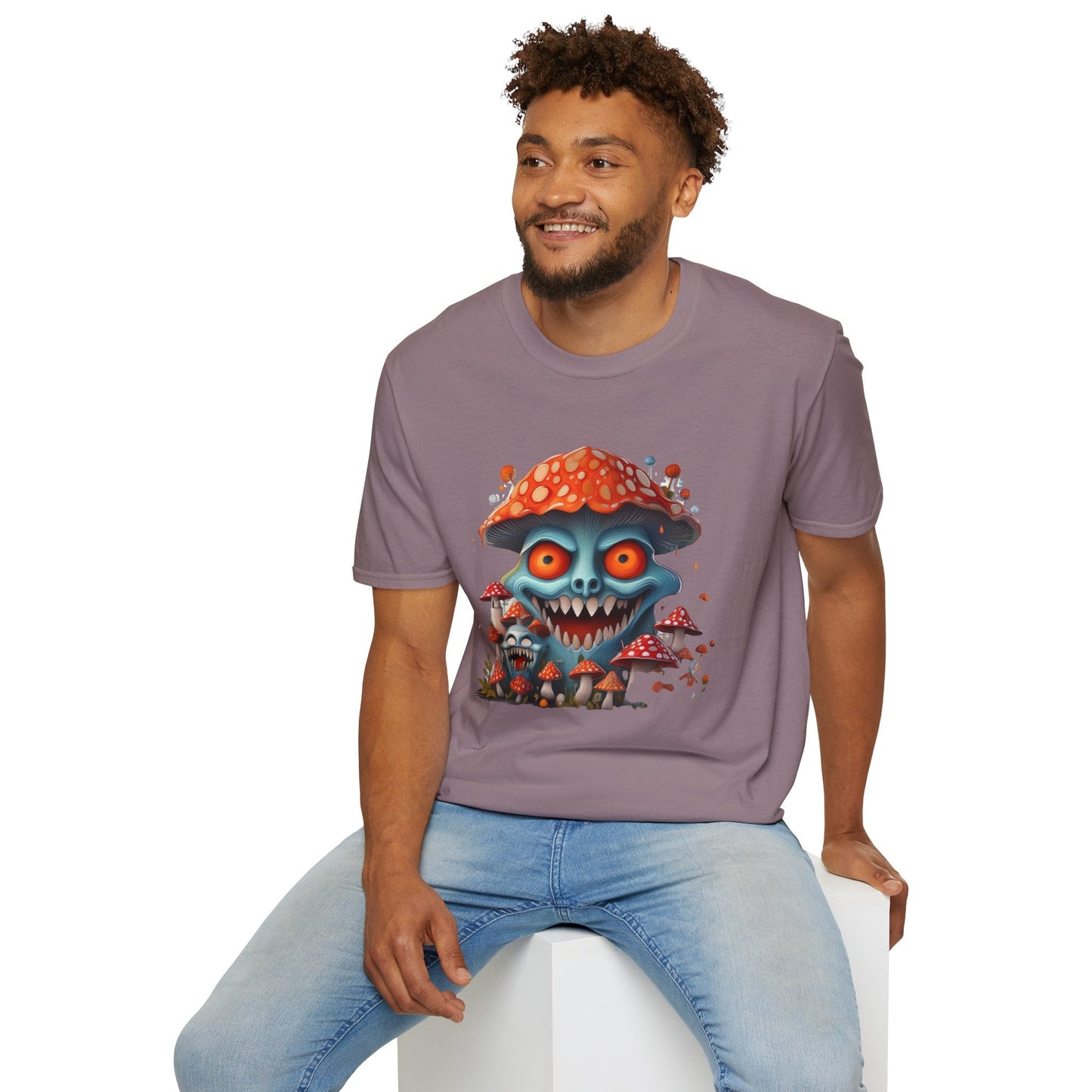 Funny Mashroom Graphic Unisex Softstyle Cotton With Cartoon Illustration Design 3