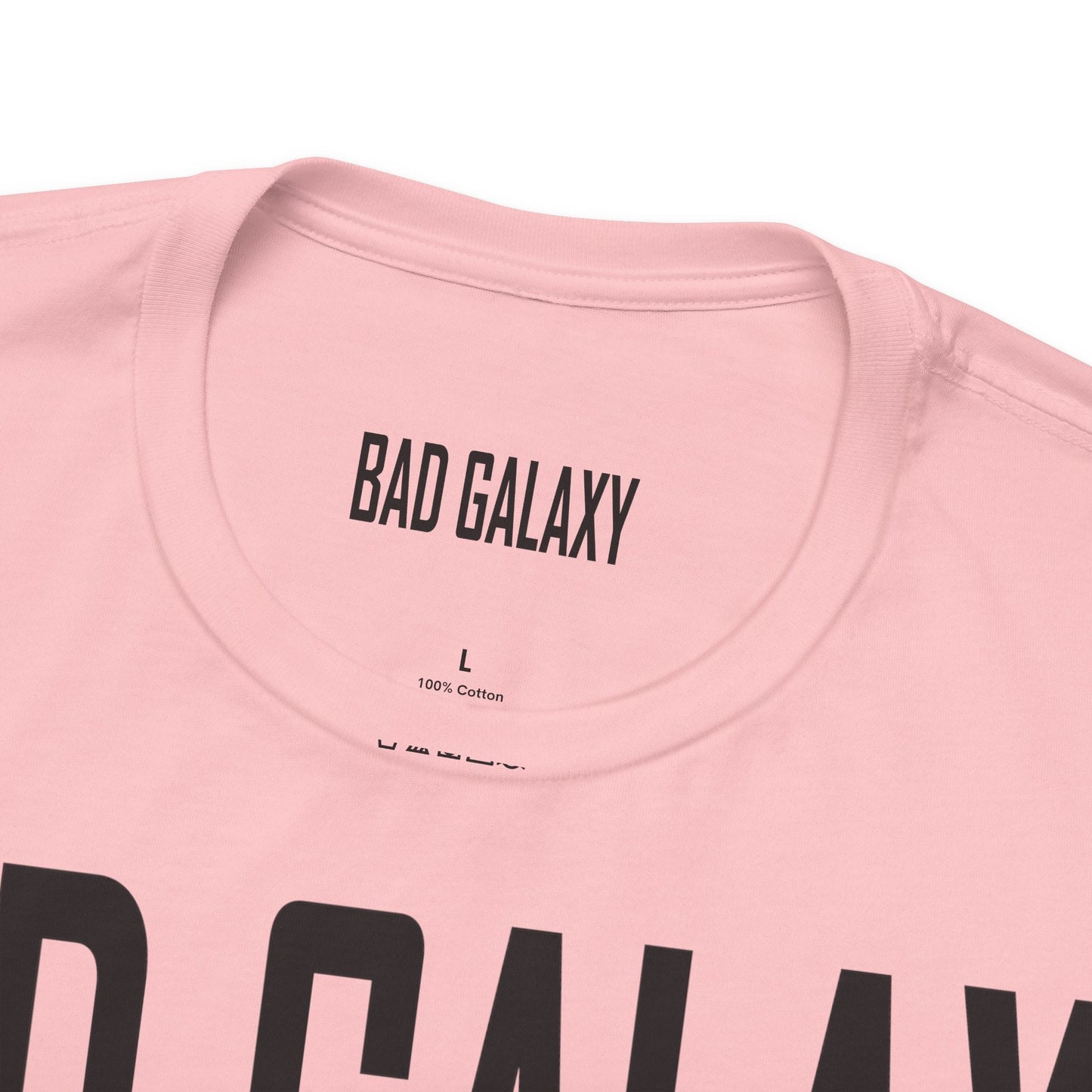 Tee Shirt With Red Stamp From Bad Galaxy Eco Friendly 100 Percent Cotton Printed In USA