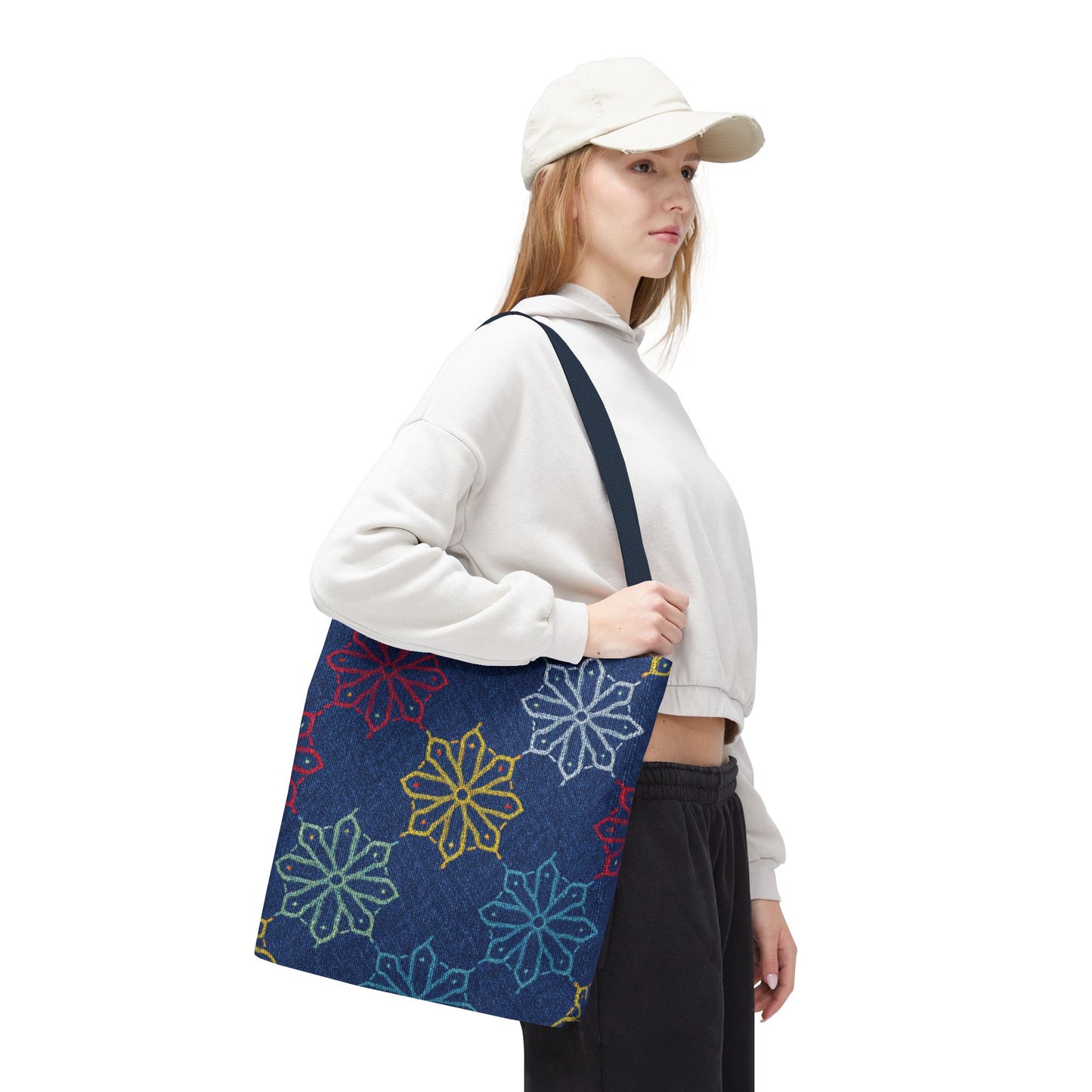 Diwali Graphic Denim Fabric Imitation Print Unisex Canvas Bag Poly Spun 3 Sizes Tote Bag 205-7
