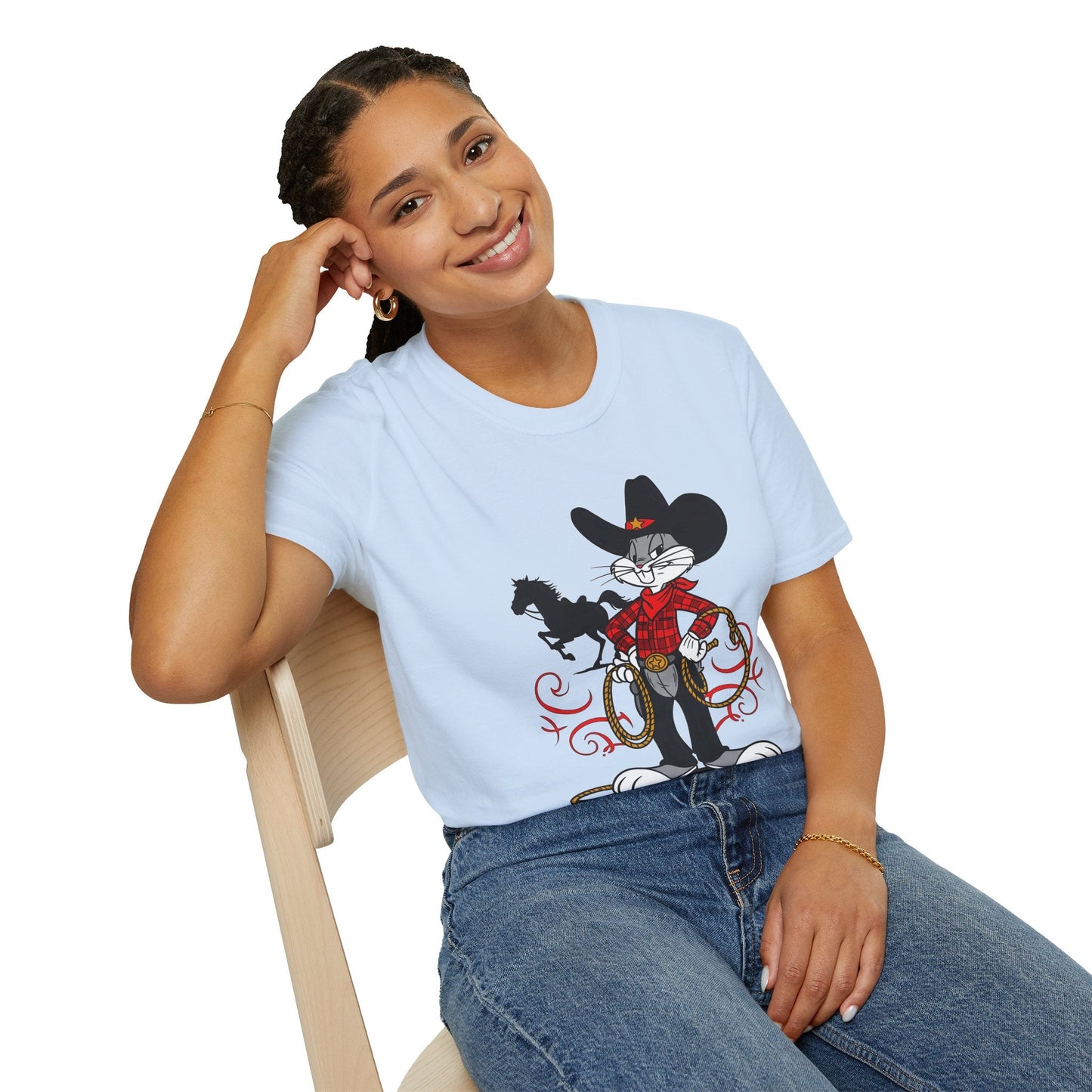 Cartoon Bunny Graphic Unisex Cotton Animal Animation Artwork Design Tee 1