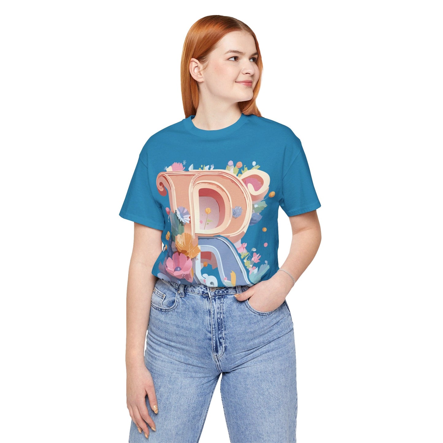 Letter R Shirt Unisex Graphic Tee Premium Cotton Vintage Inspired Art By Adelpha Short Sleeve