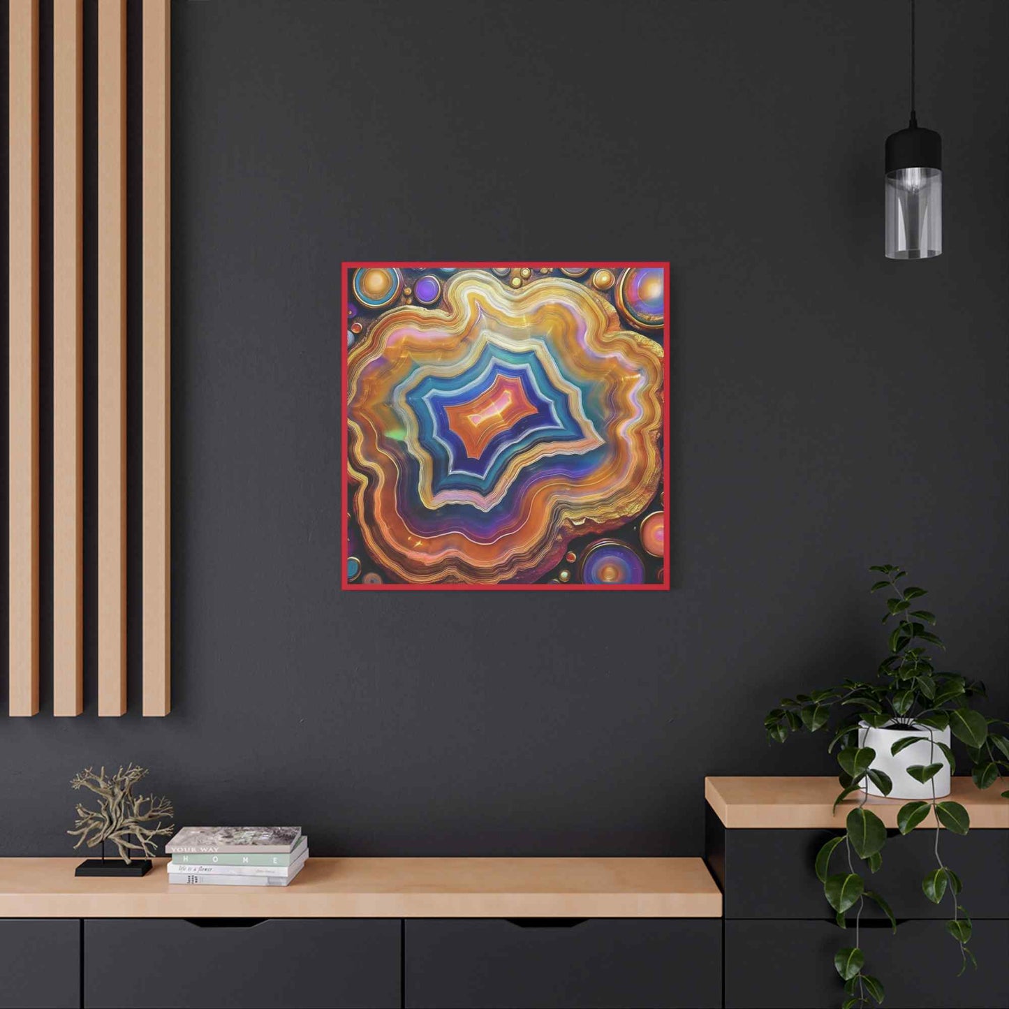 Agate Stone Graphic Print Canvas, Oil Paint Print 20x20, 24x24, 30x30, 32x32, 36x36 Canvas Pine-Wood Inner Frame MC-191