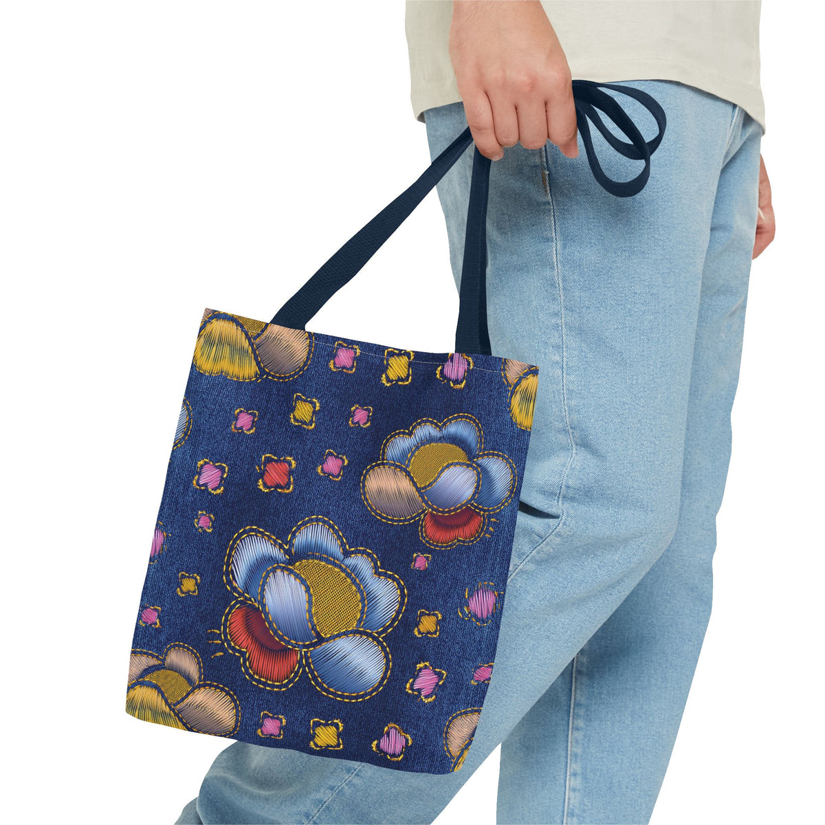 Denim Fabric Imitation Print Unisex Canvas Bag Poly Spun 3 Sizes Tote Bag 164