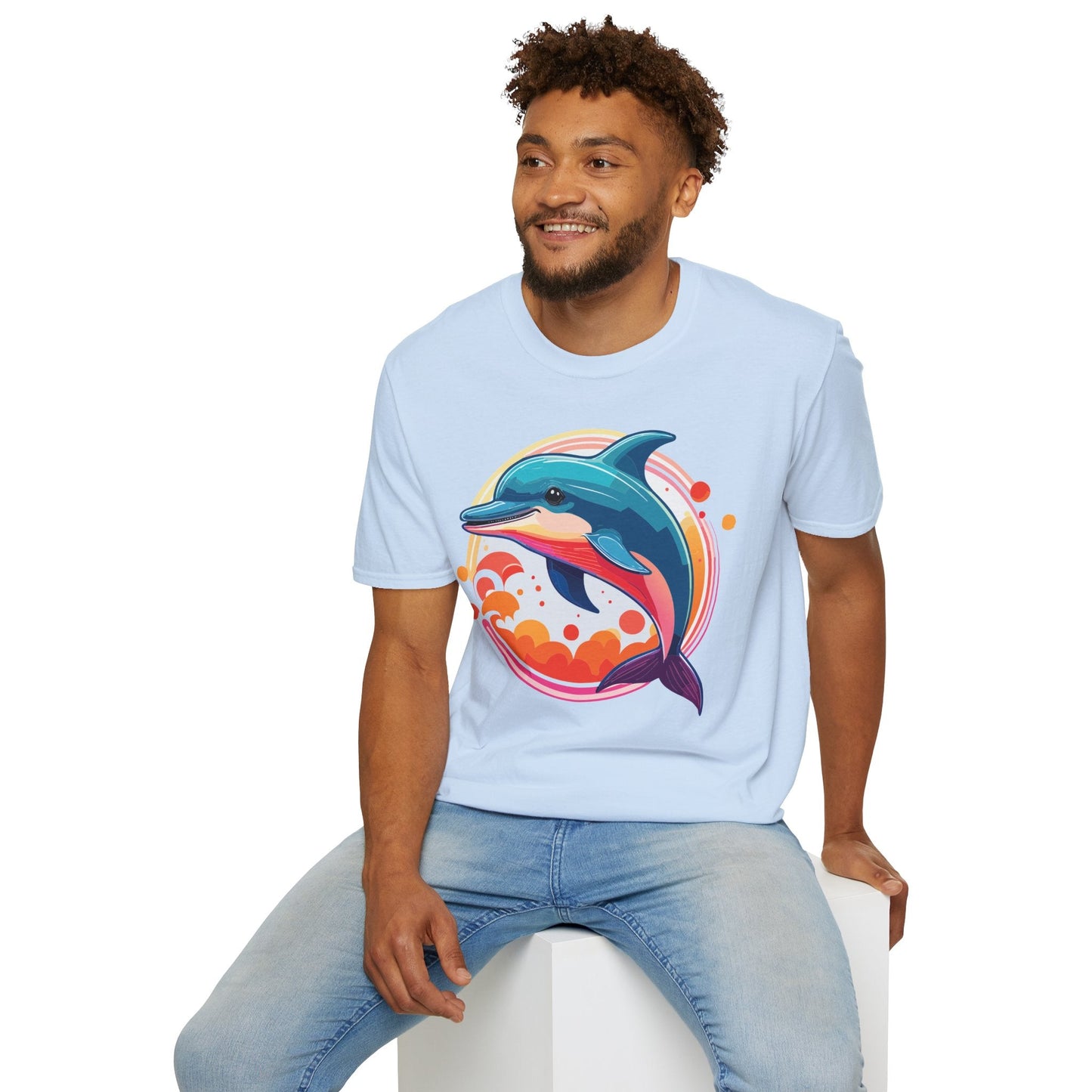 Dolphin Shirt Unisex Softstyle Tee Short Sleeve 100 Percent Ring Spun Cotton Gildan 64000