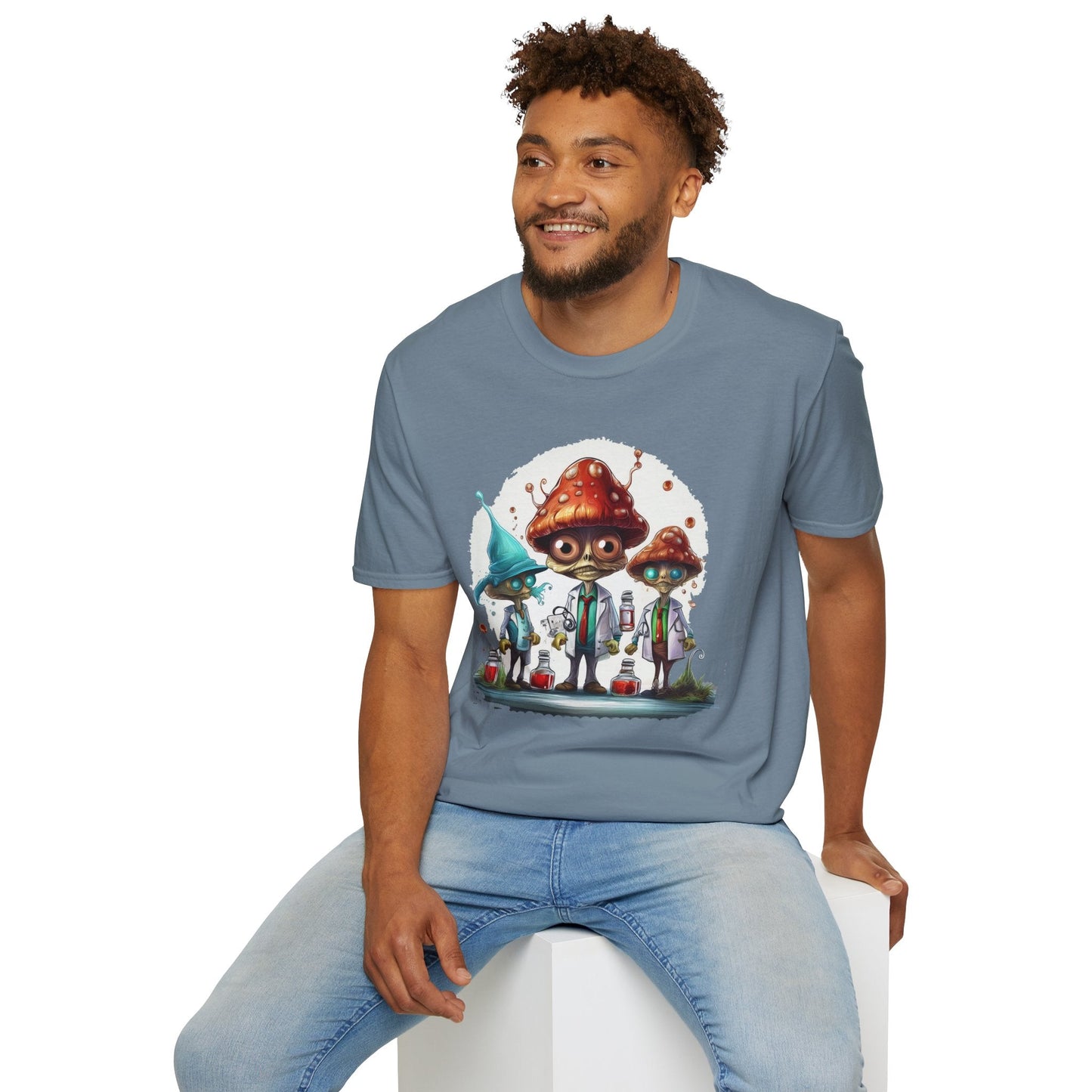 Funny Mashroom Graphic Unisex Softstyle Cotton With Cartoon Illustration Design 9