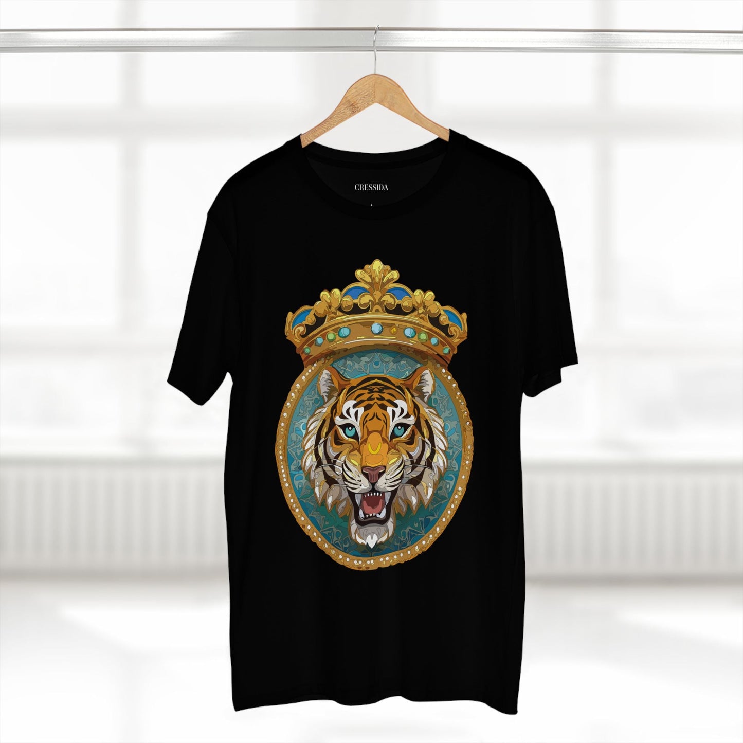 Tiger Graphic Unisex 100 Cotton Tee With Unique Animal Golden Medallion Art Design 3